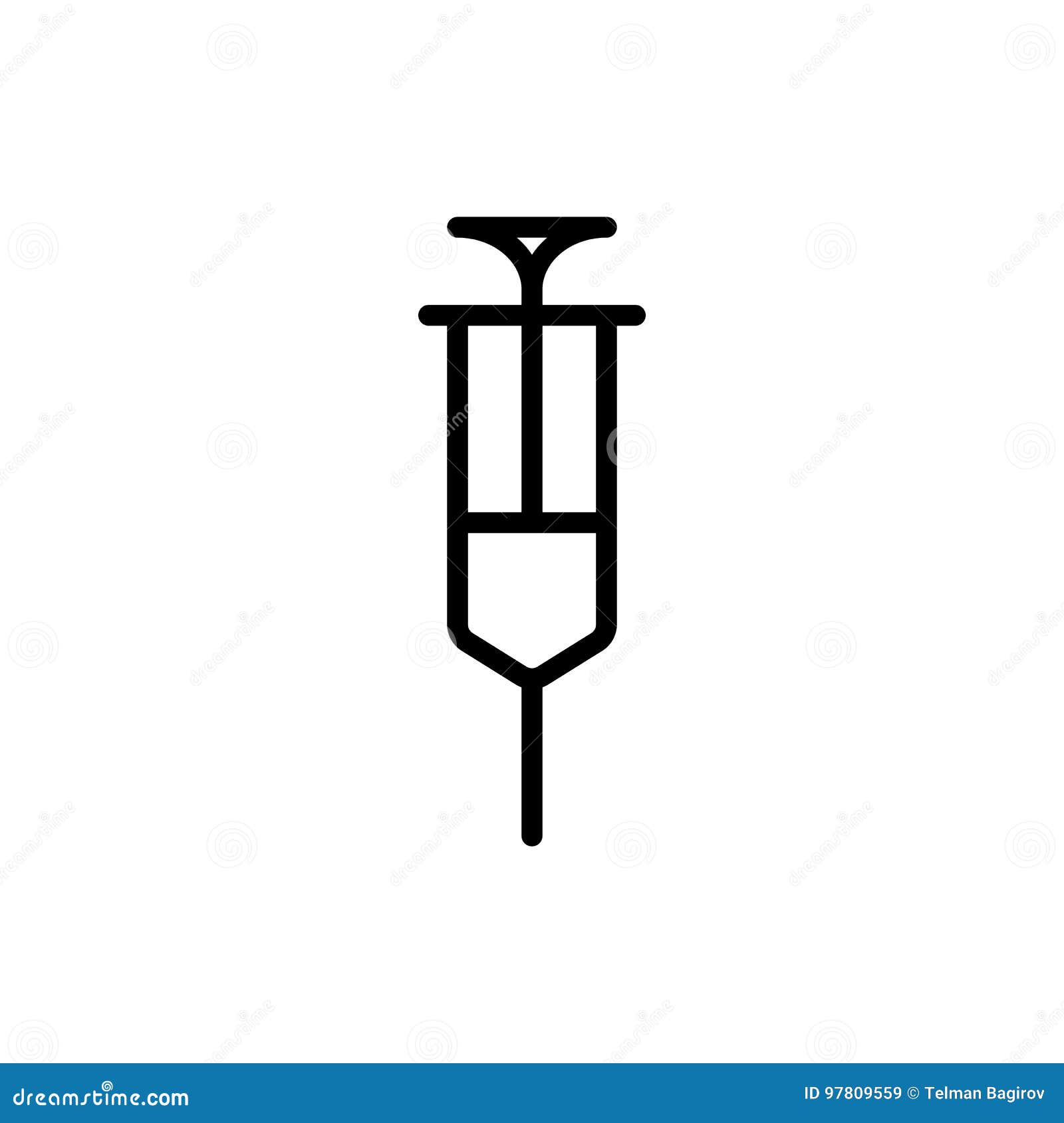 Line Syringe Icon on White Background Stock Illustration - Illustration ...