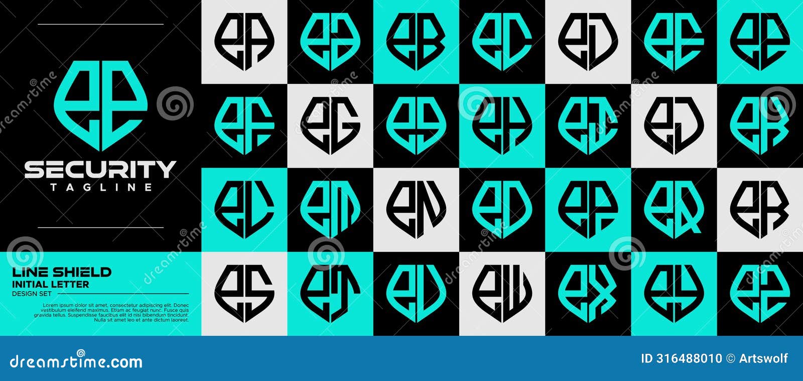 line technology shield lowercase letter e ee logo bundle