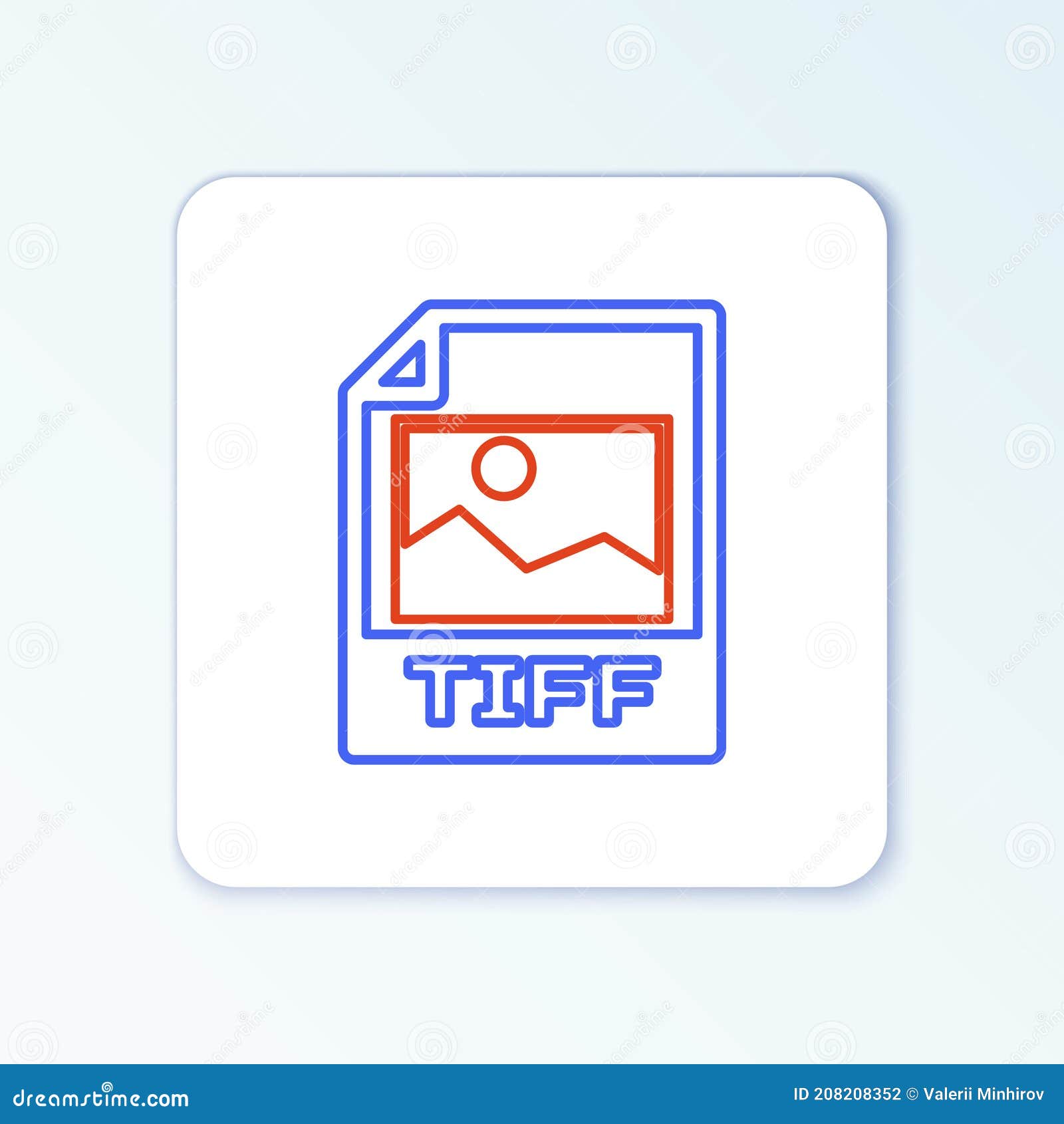 line tiff file document. download tiff button icon  on white background. tiff file . colorful outline