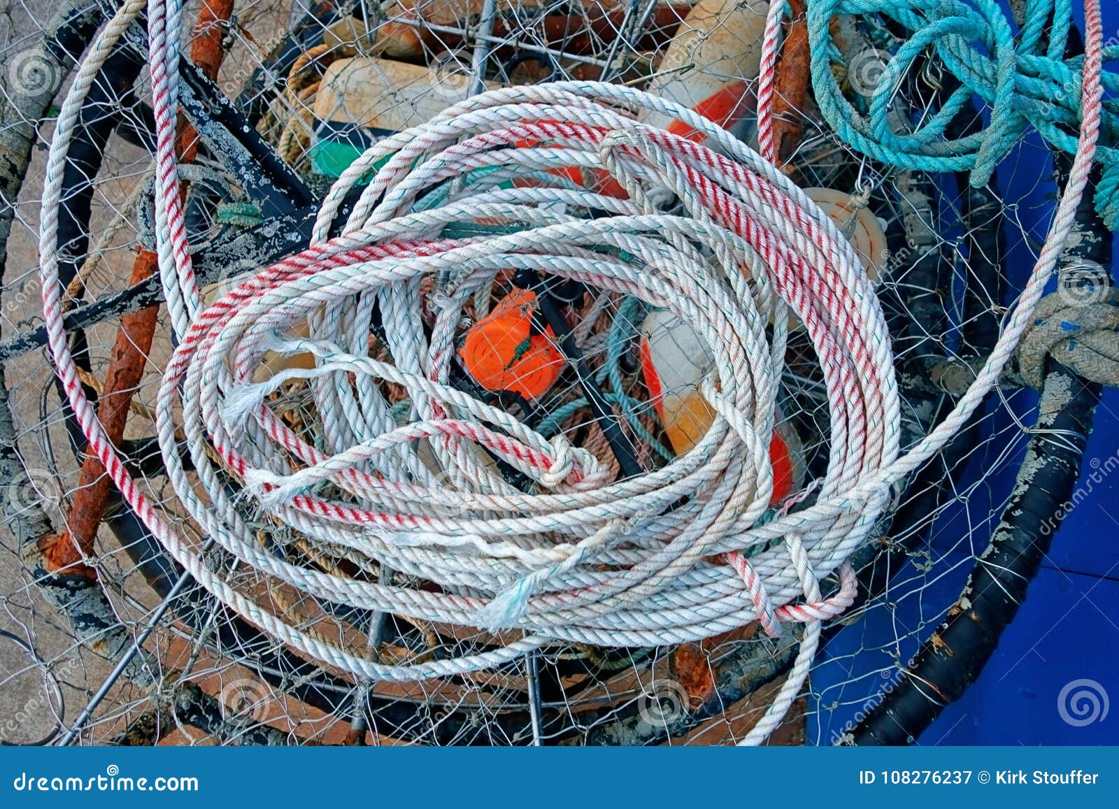 The Line To a Crab Pot Sitting on Top of it. Stock Image - Image of trap,  fish: 108276237