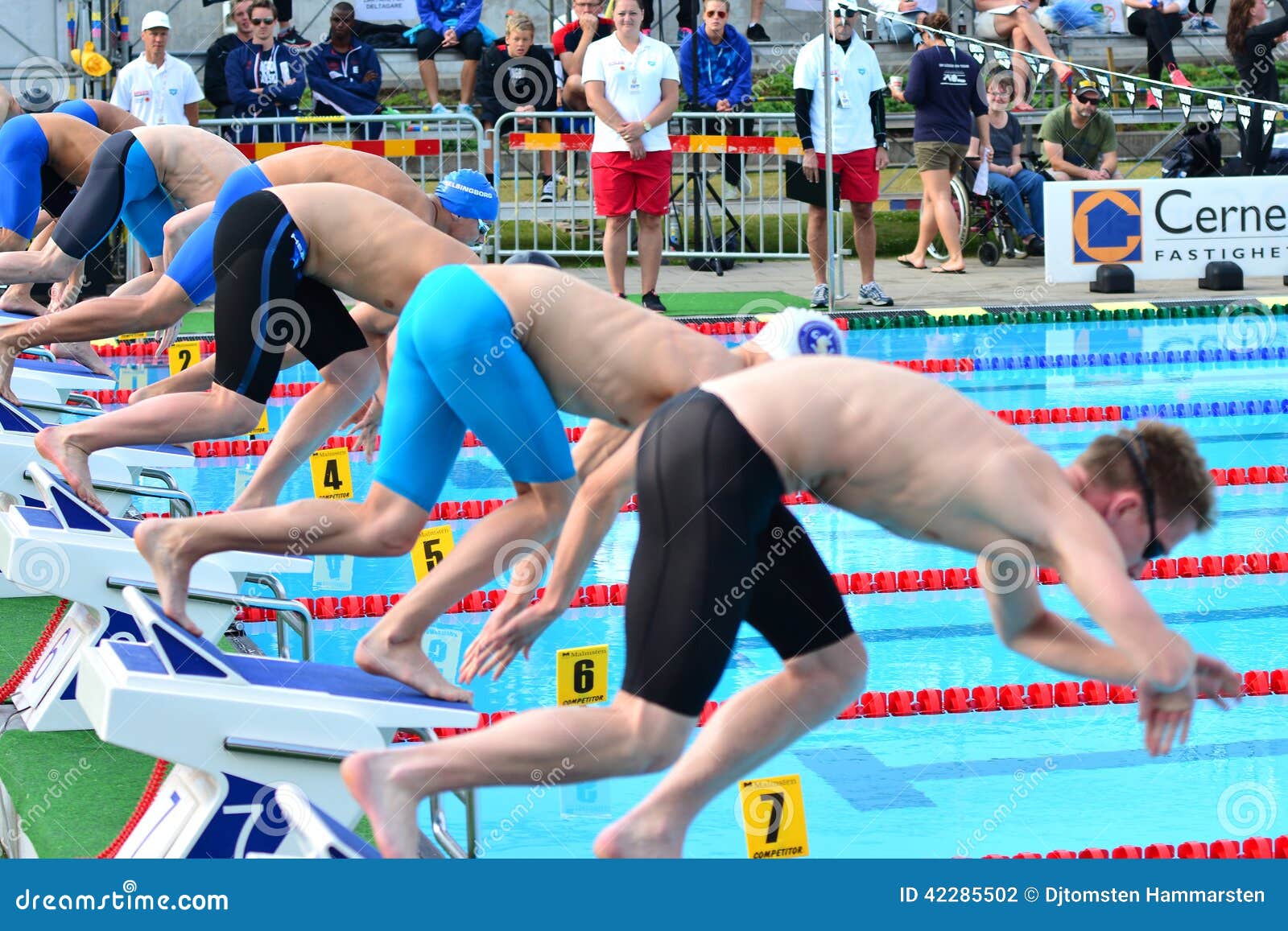 The Line Up at a Swim Launch Pad Editorial Photography - Image of