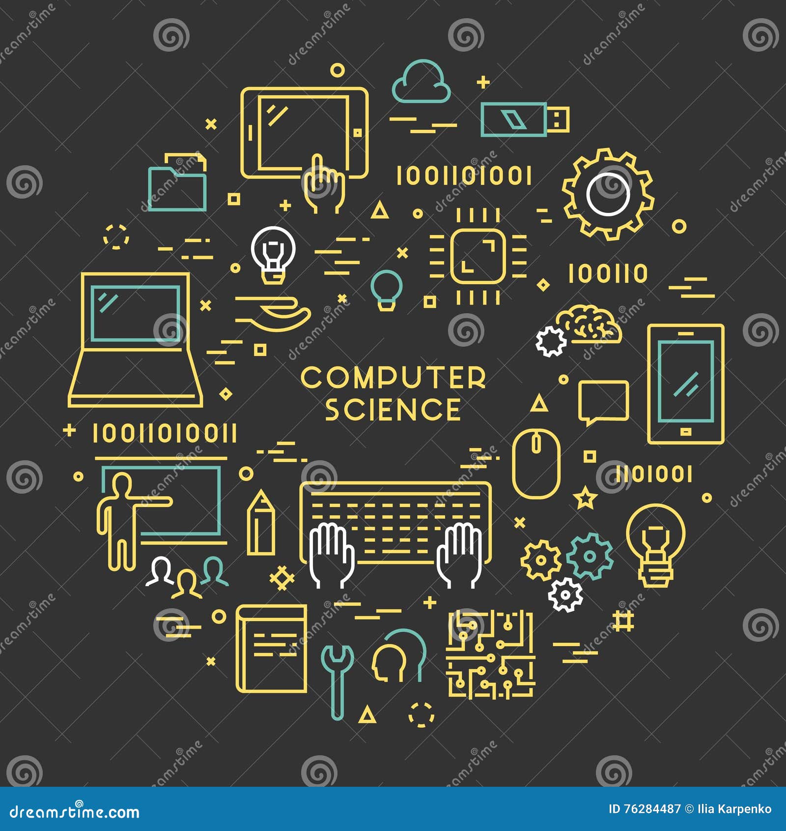 Line Web Concept for Computer Science Stock Illustration Illustration