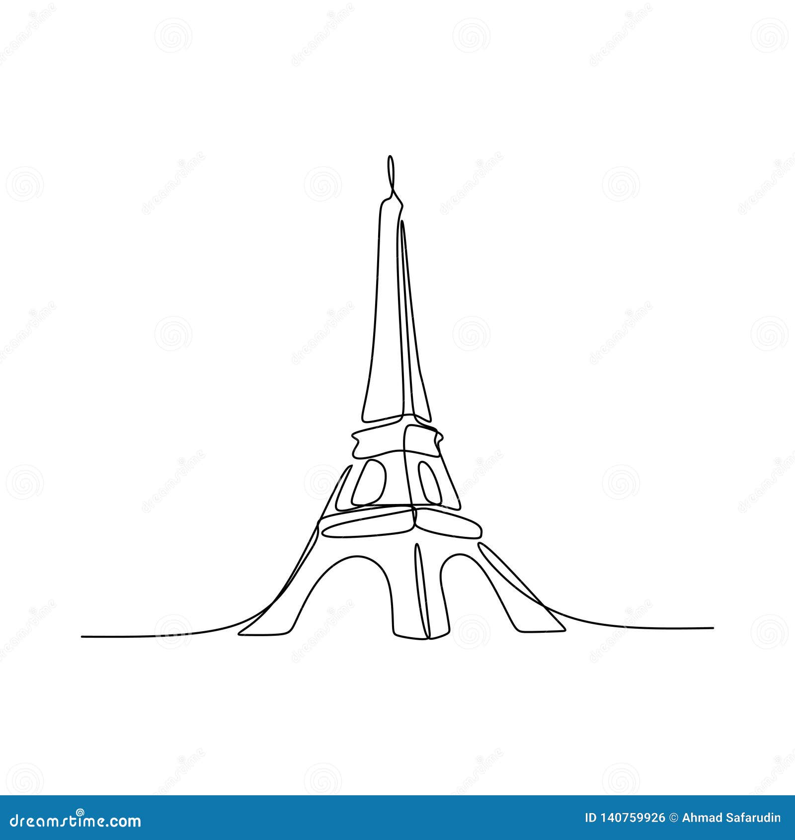 Linea Continua Singolo Disegno Dell Illustrazione Disegnata A Mano Di Vettore Della Torre Eiffel Di Parigi Di Arte Isolato Su Fon Illustrazione Vettoriale Illustrazione Di Continuo Isolato