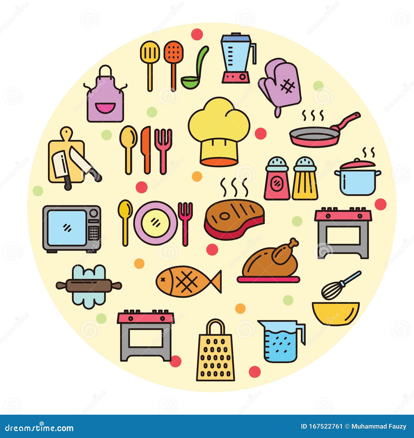 Lineal Color Style Of Cooking Related Icons Set Stock Vector Illustration Of Icon Chef 167522761