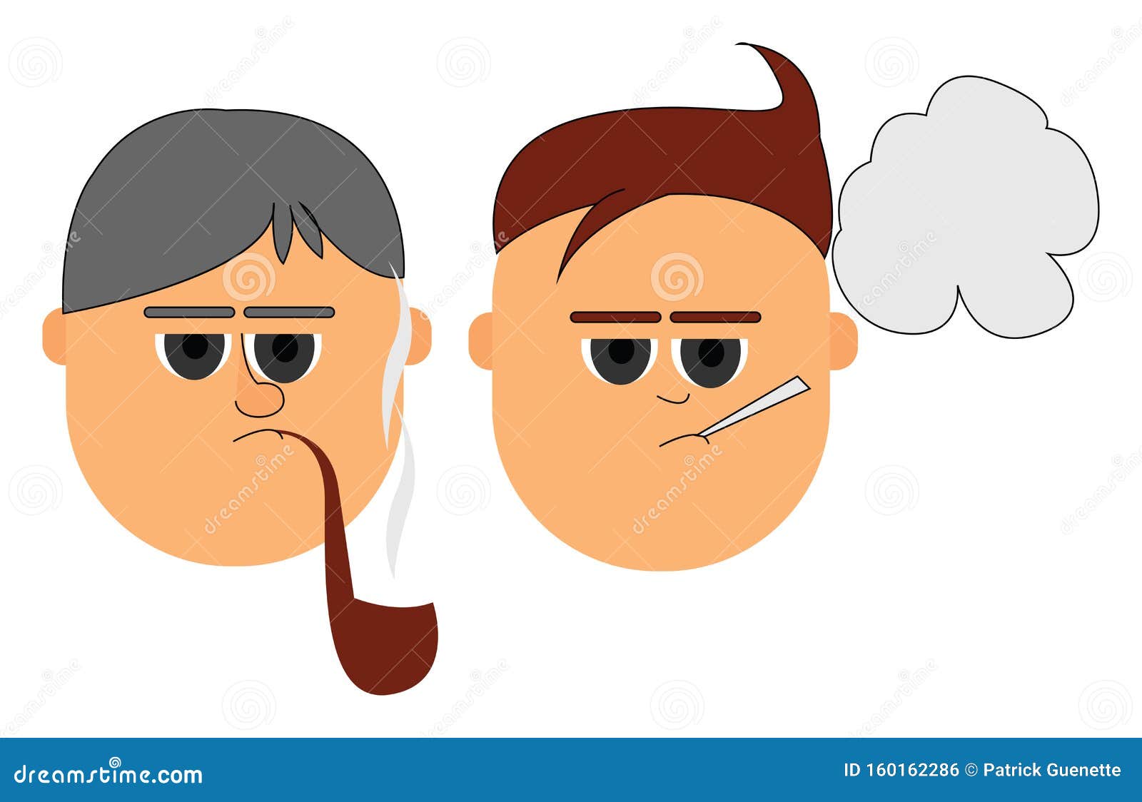 Lineal De La Cara De Dos Fumadores De Dibujos Animados, Vectorial O  Ilustración De Color Ilustración del Vector - Ilustración de cara, hombres:  160162286