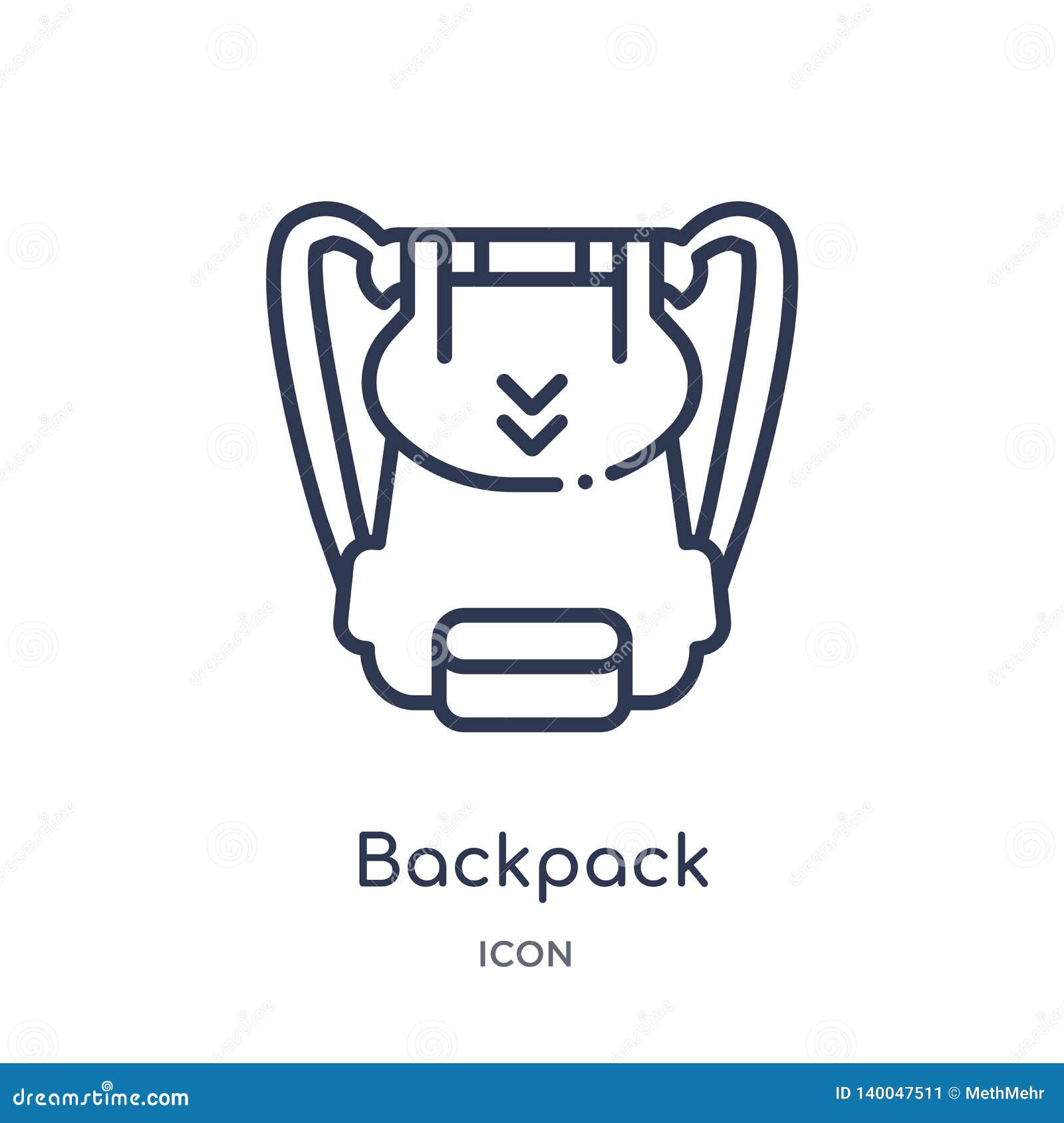 Linear Backpack Icon from Army and War Outline Collection. Thin Line ...