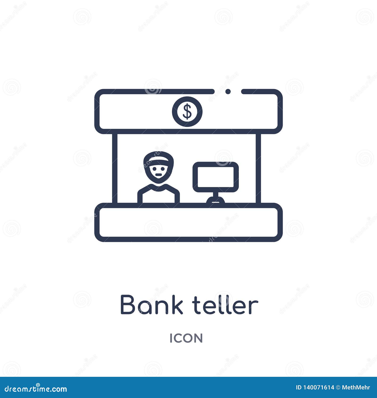 Linear Bank Teller Icon from Business Outline Collection. Thin Line Bank  Teller Icon Isolated on White Background Stock Vector - Illustration of  financial, worker: 140071614