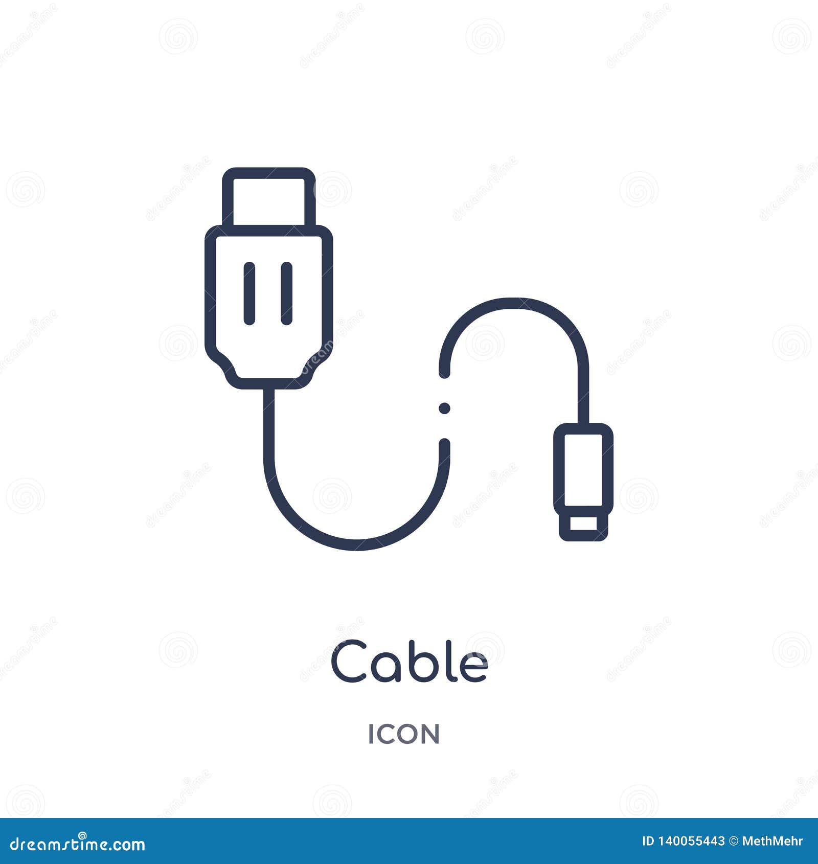 linear cable icon from electronic devices outline collection. thin line cable   on white background. cable trendy