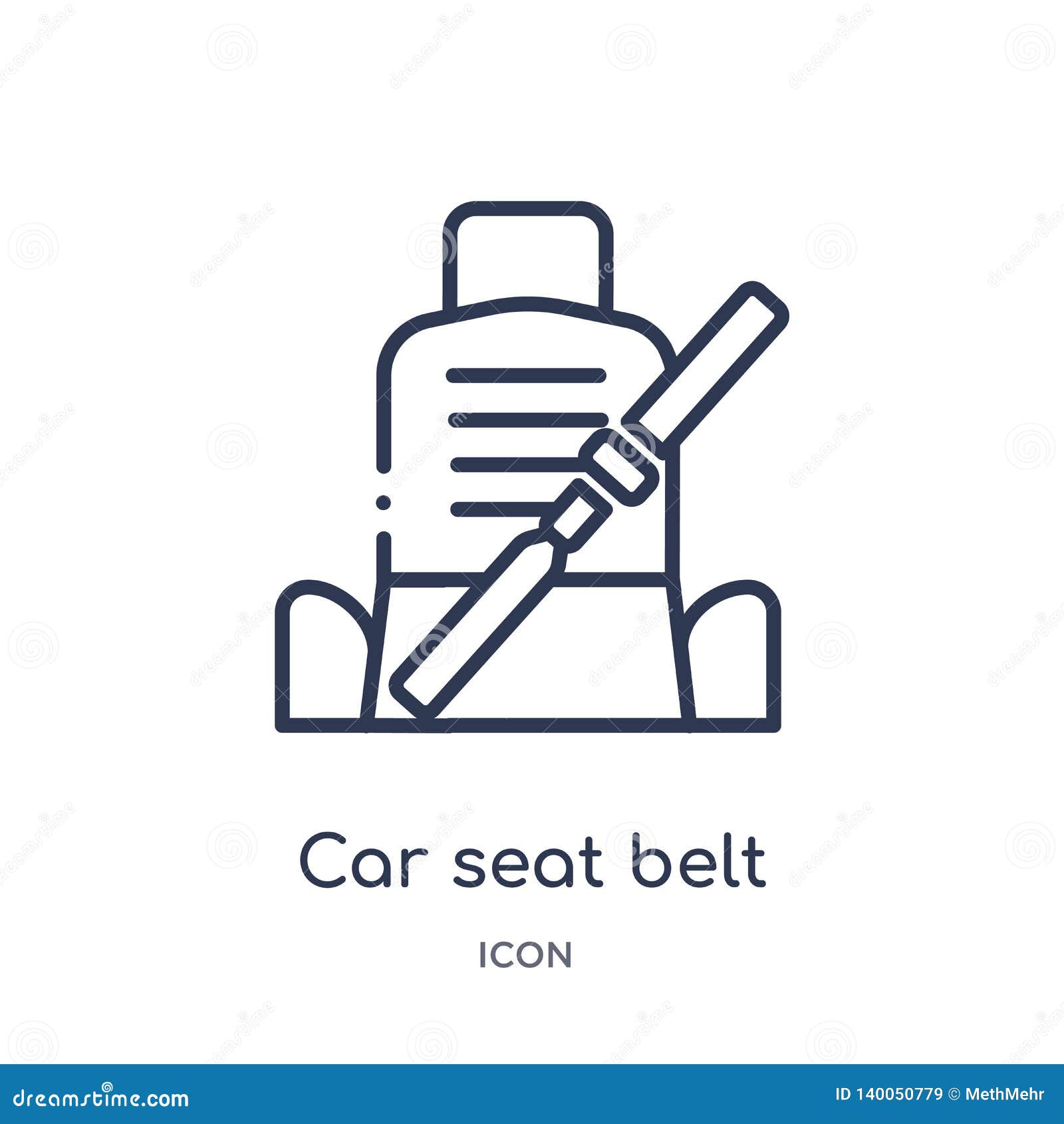 Linear Car Seat Belt Or Safety Belt Icon From Car Parts