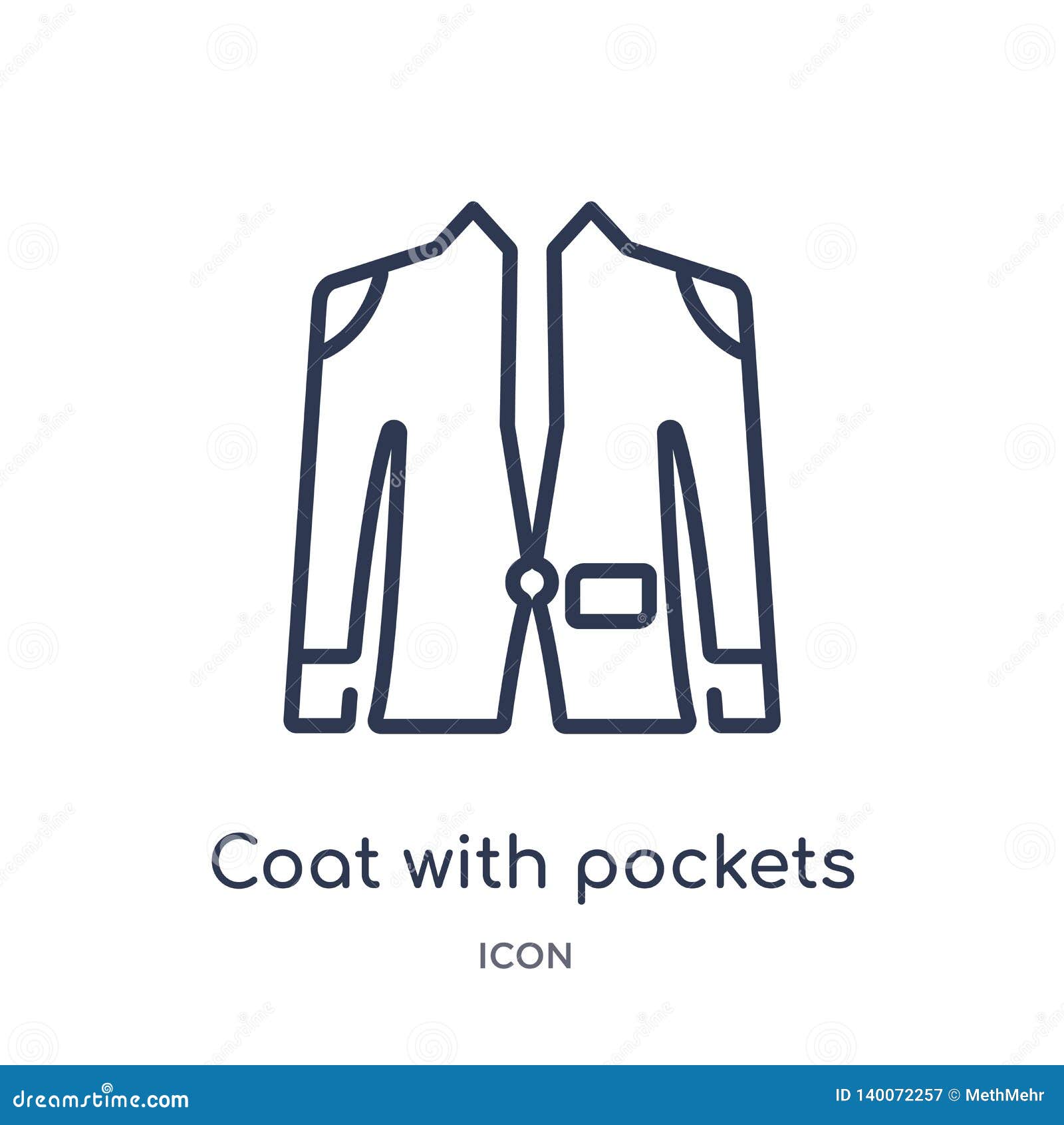 Linear Coat With Pockets Icon From Fashion Outline Collection. Thin ...