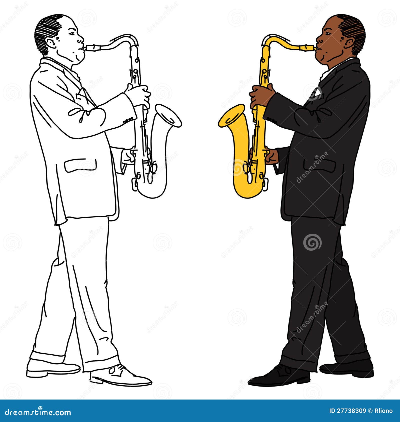 The Linear and Color Image of the Saxophonist. Stock Vector
