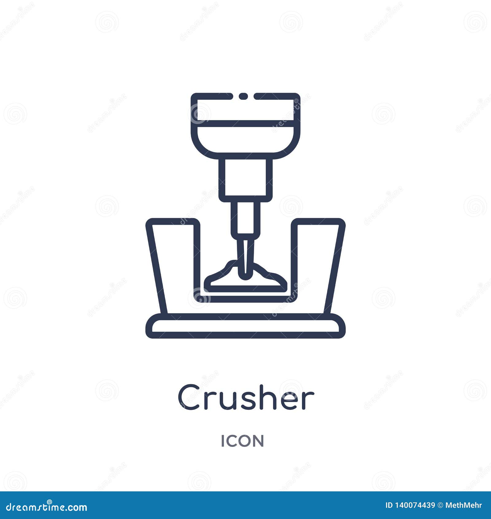 Linear Crusher Icon from Industry Outline Collection. Thin Line Crusher