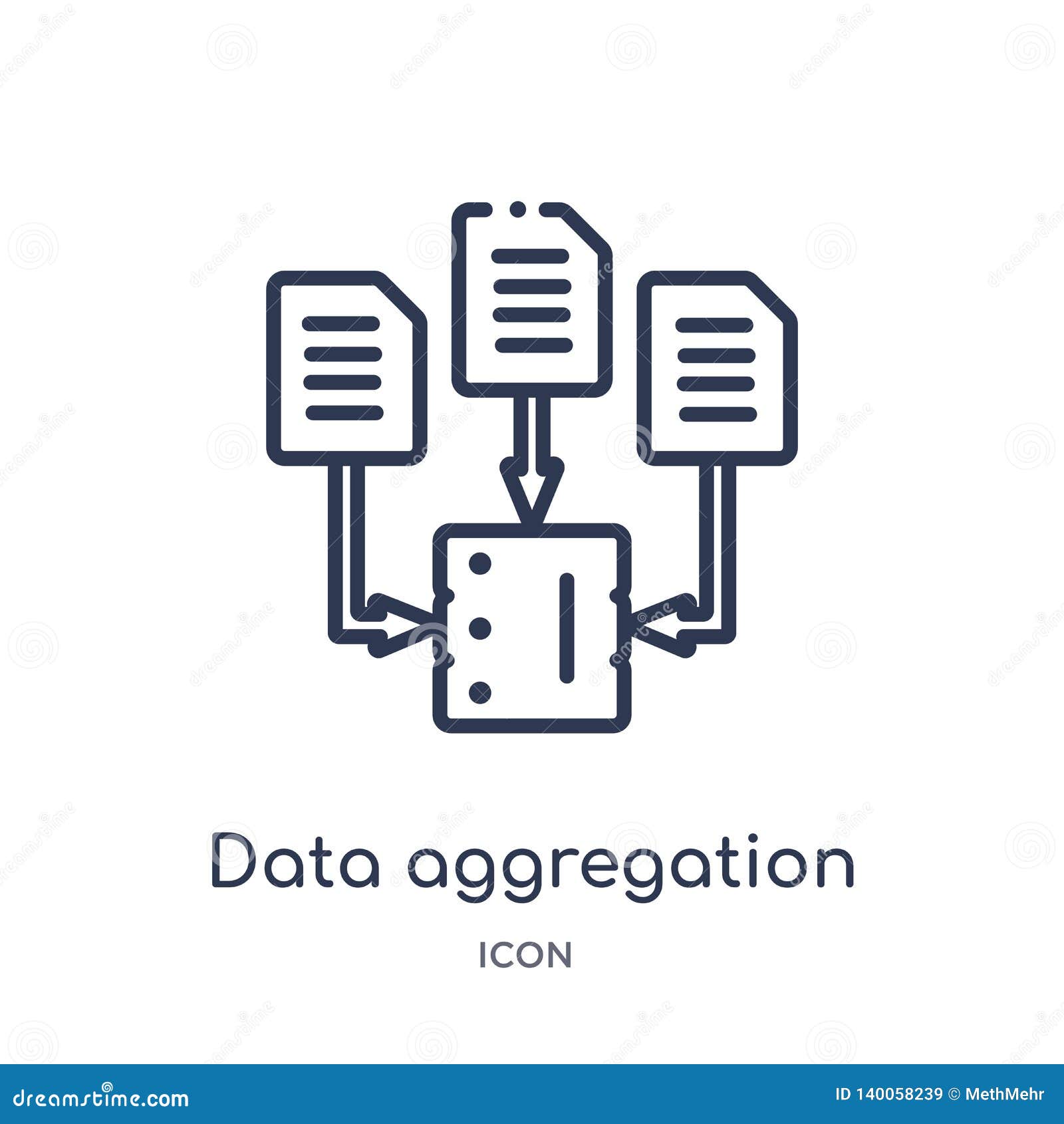linear data aggregation icon from general outline collection. thin line data aggregation icon  on white background. data