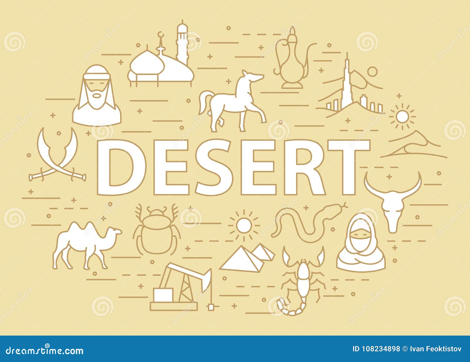 Linear desert template stock vector. Illustration of scorpio 108234898