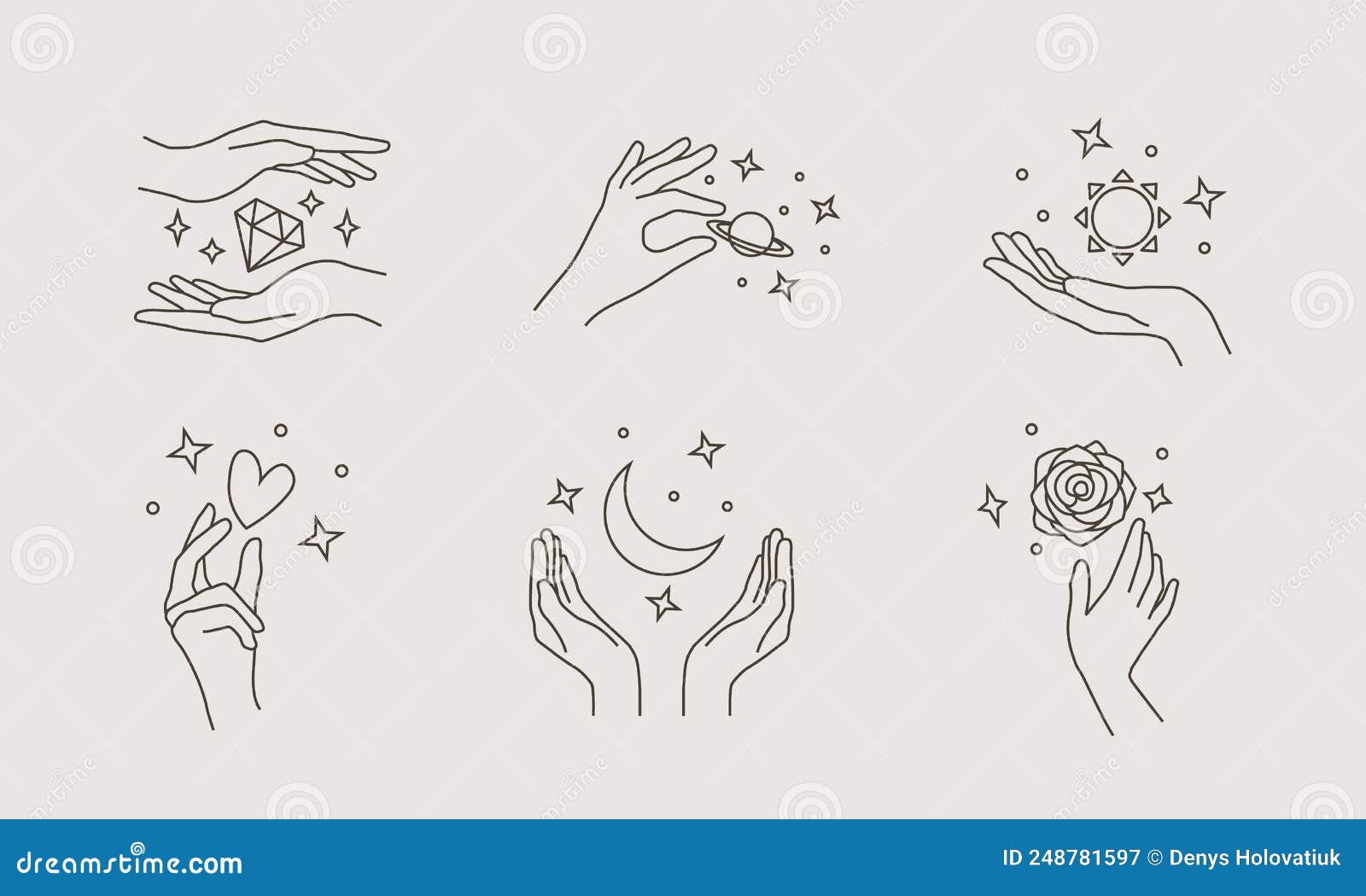 Linear Design with Hands and Simple Elements. Stock Vector ...