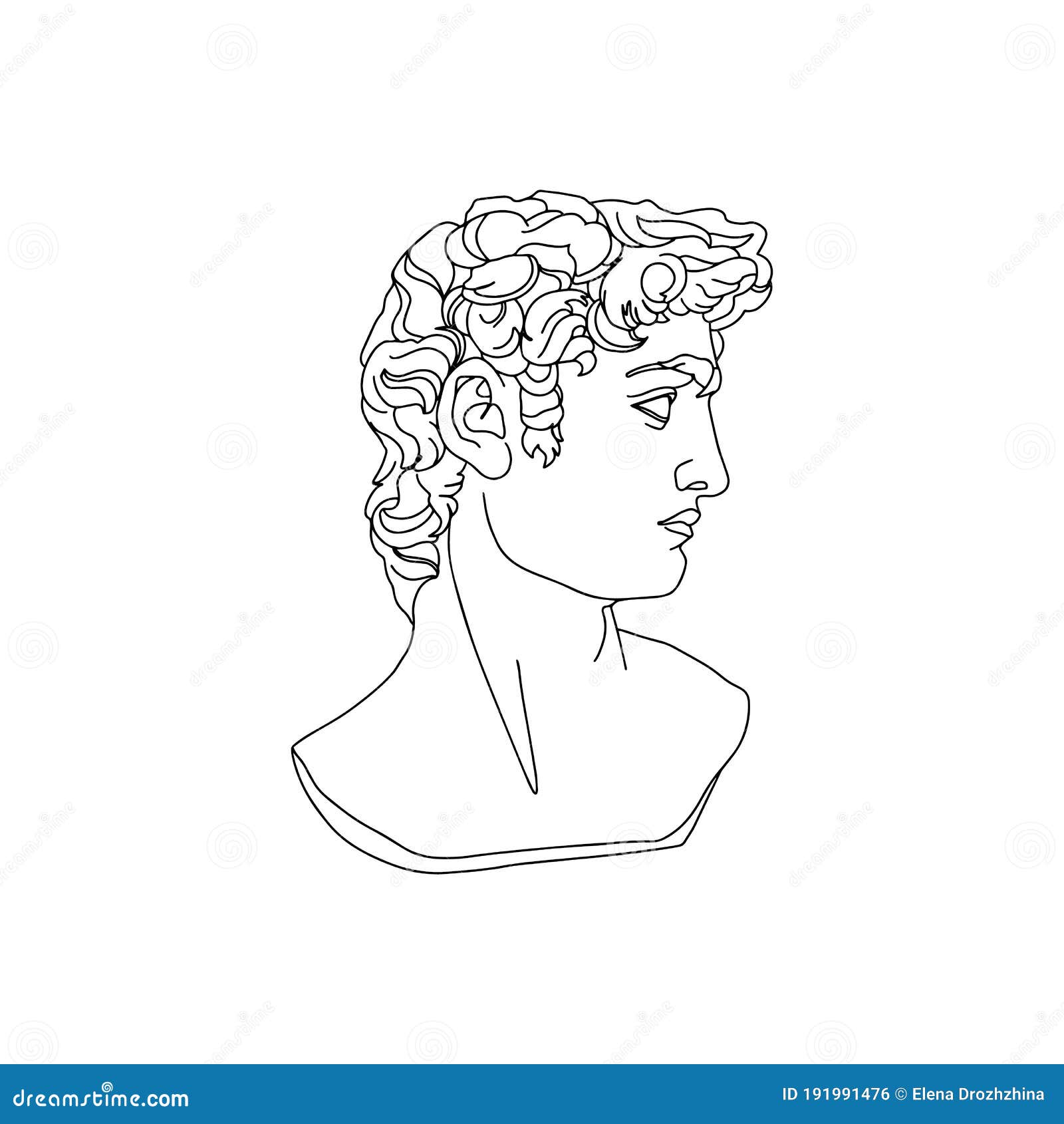 Linear Drawing of a Statue of David by Michelangelo Stock Vector