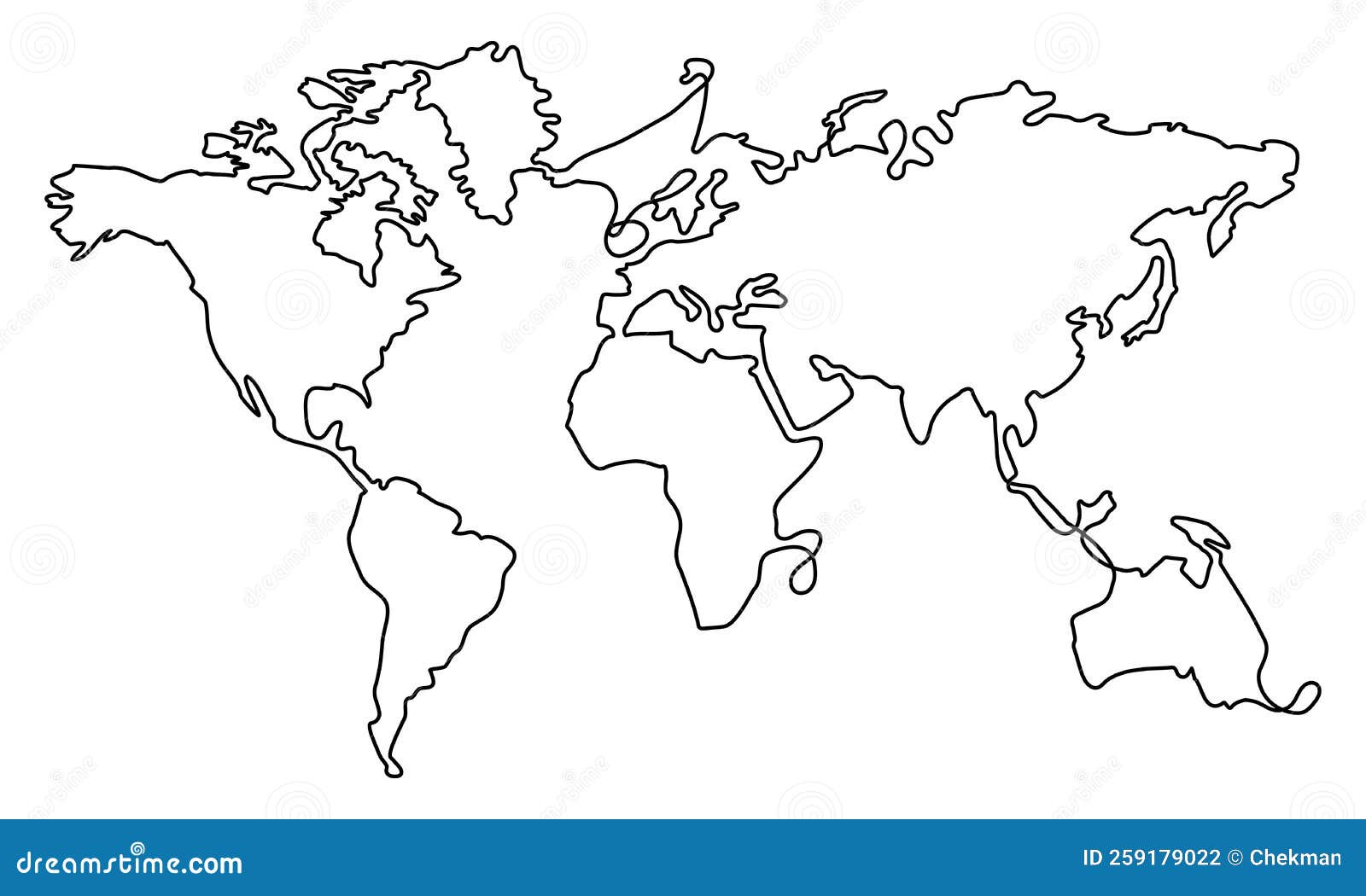 Linear Drawing of World Map. Image of World Map Stock Vector ...