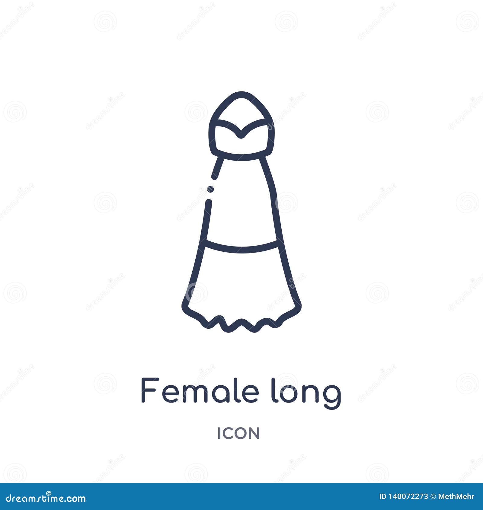 Linear Female Long Black Dress Icon from Fashion Outline Collection ...