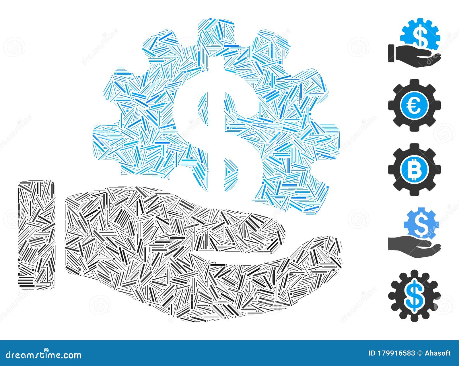 Linear Financial Development Gear Hand Icon Vector Mosaic Stock Illustration Illustration of