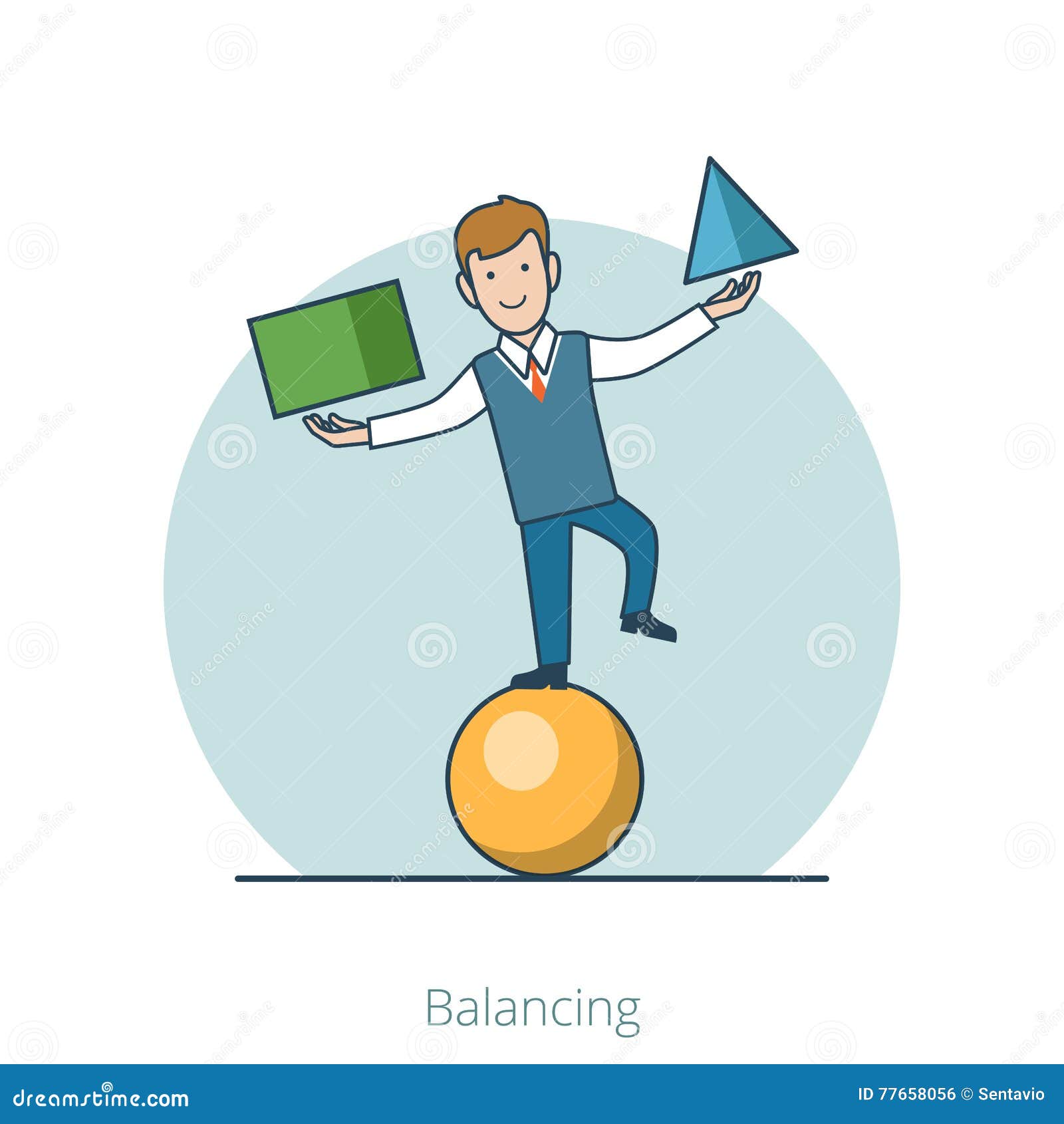 linear flat business man trick balancing ball