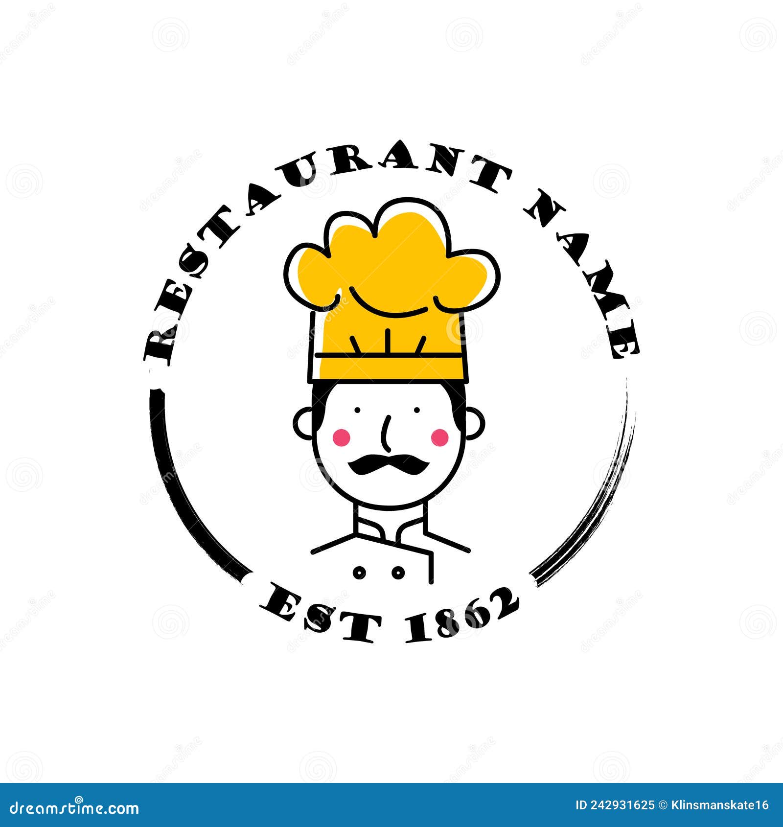 Linear Flat Chef Logo Template Concept Design Stock Vector ...