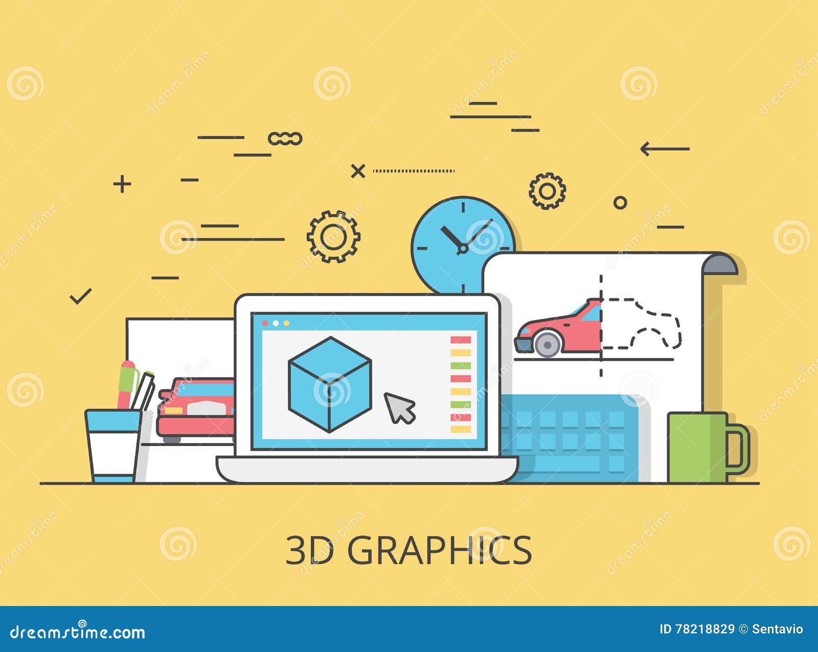 Download Linear Flat 3D Graphics Service Website Vector Stock Vector - Illustration of illustration ...