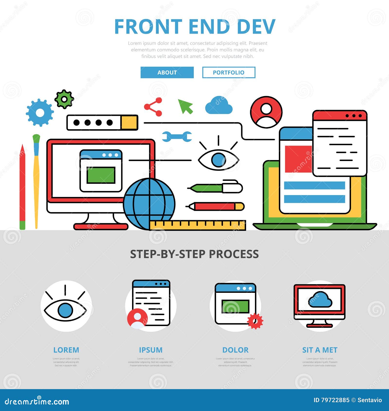 linear flat development front end dev infographics