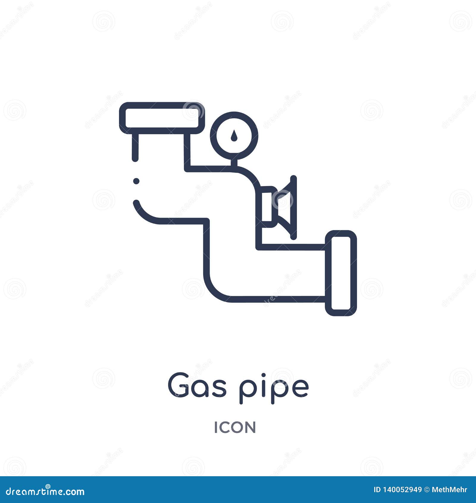linear gas pipe icon from construction tools outline collection. thin line gas pipe   on white background. gas pipe