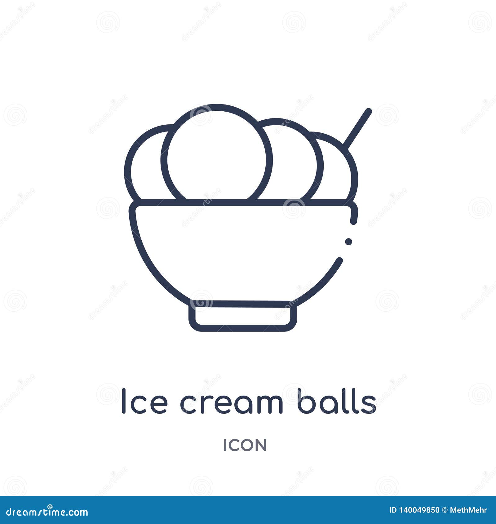 linear ice cream balls cup icon from bistro and restaurant outline collection. thin line ice cream balls cup   on