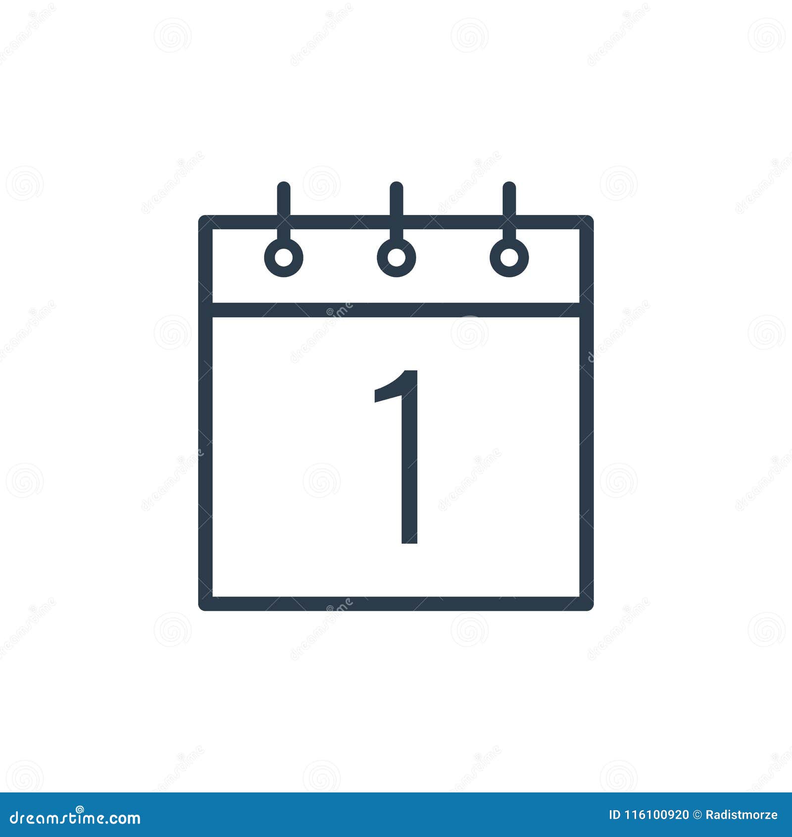 Linear Icon of the First Day of the Calendar. Stock Illustration