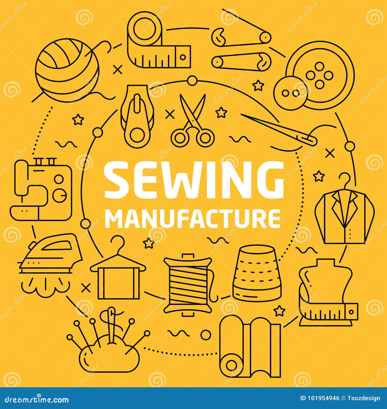 Linear Illustration Sewing Manufacture Stock Vector Illustration of
