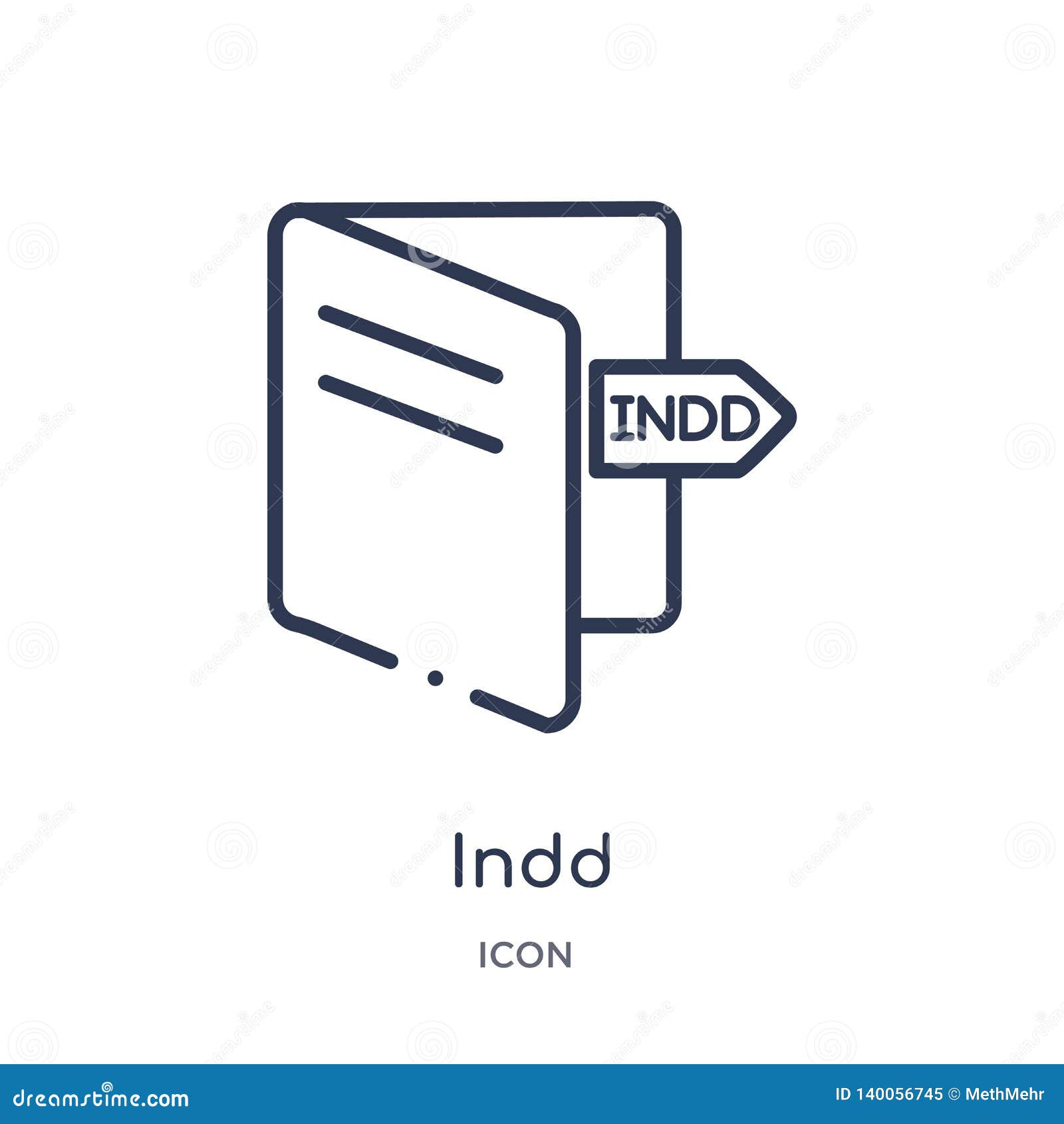 linear indd icon from file type outline collection. thin line indd   on white background. indd trendy 