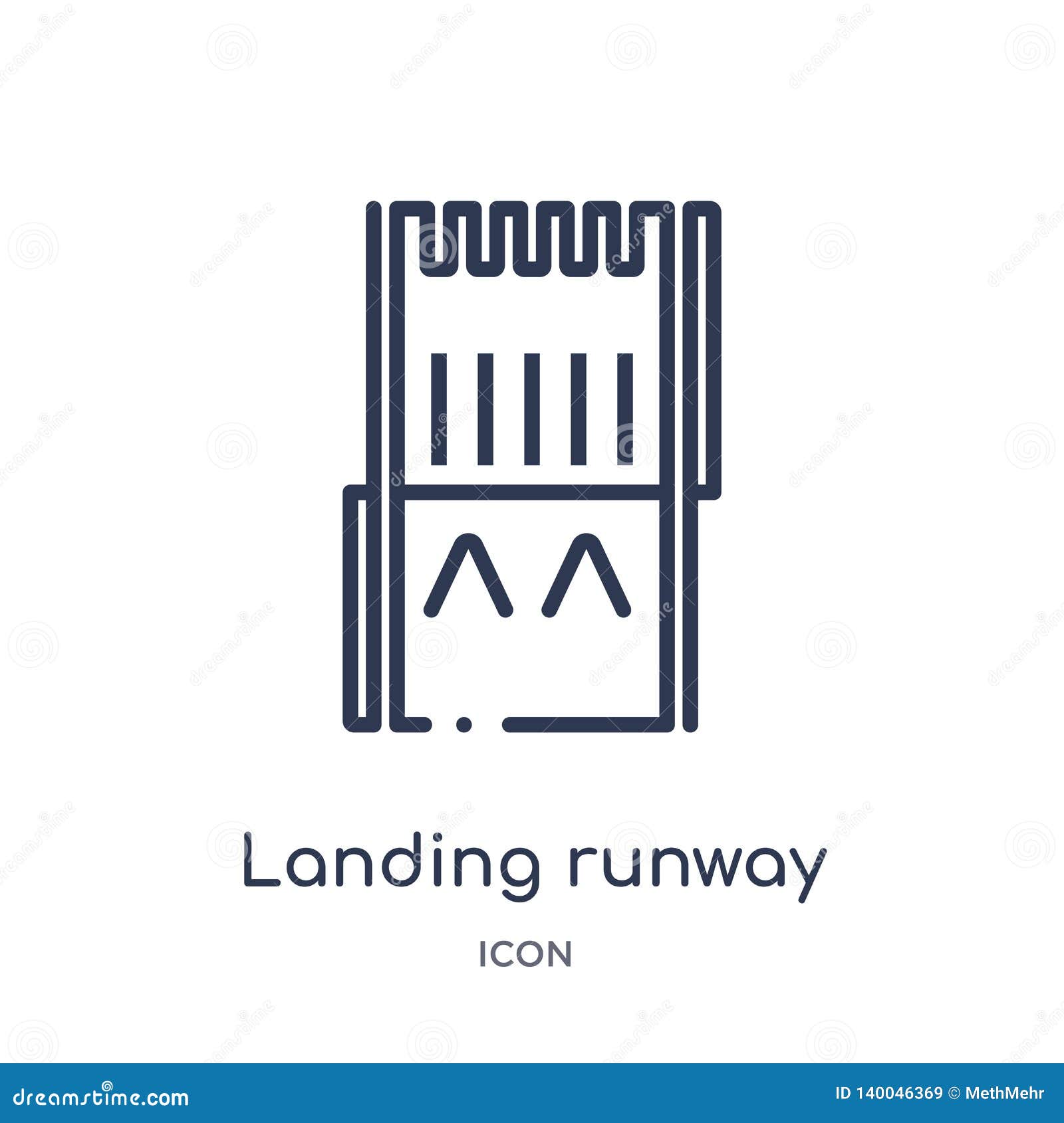 linear landing runway icon from airport terminal outline collection. thin line landing runway   on white background