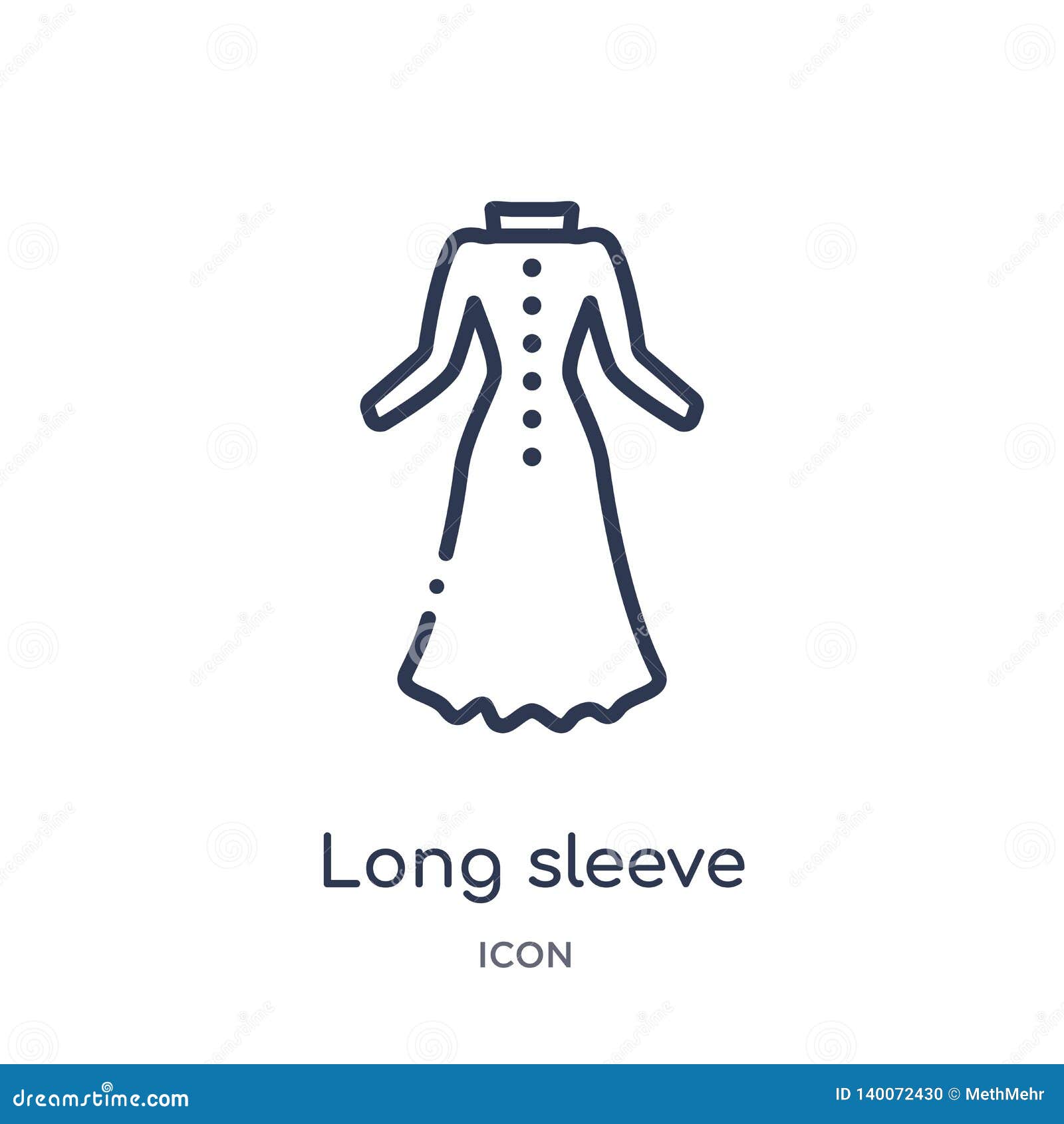 Linear Long Sleeve Flowy Dress Icon from Fashion Outline Collection ...