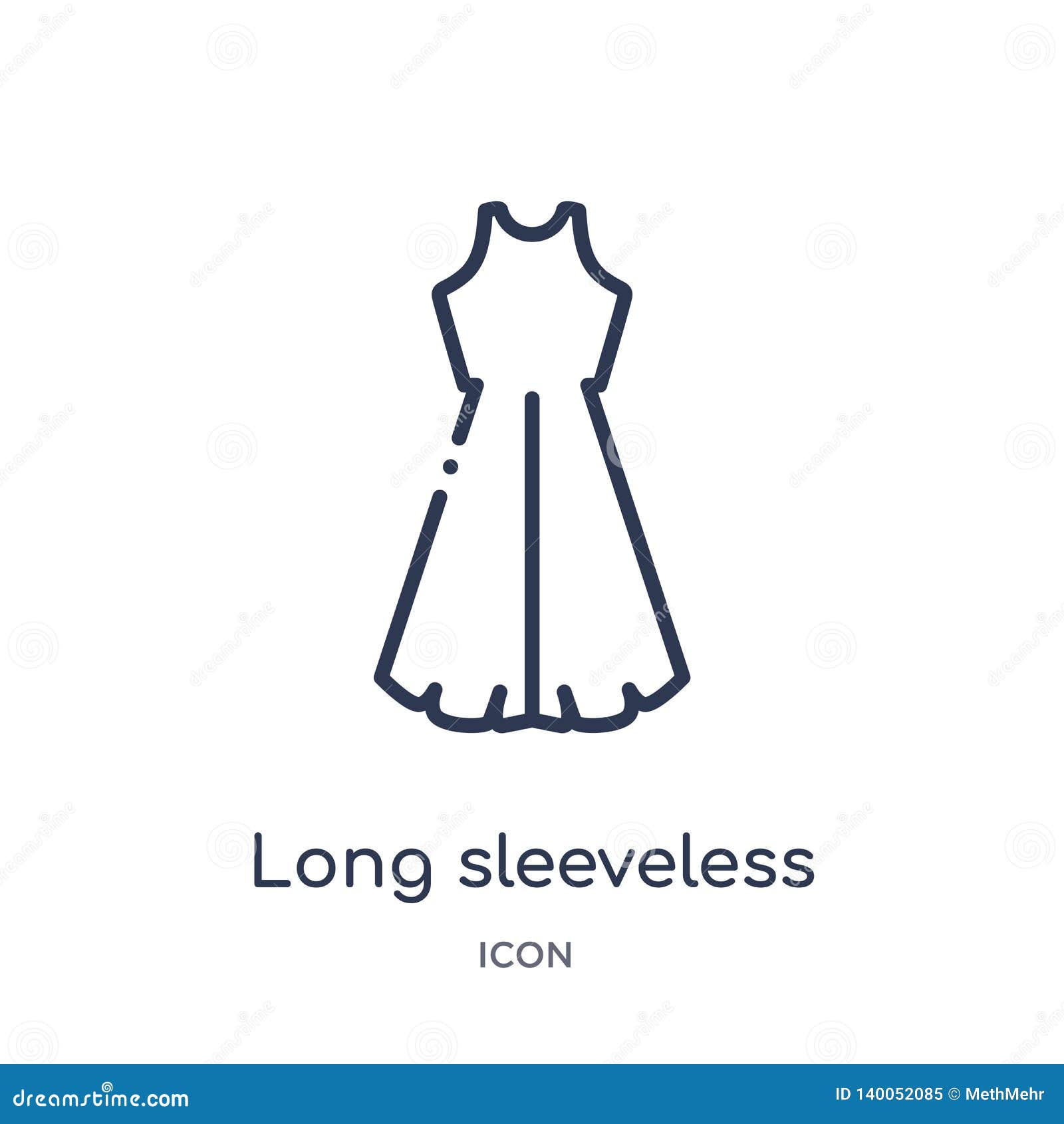 Linear Long Sleeveless Dress Icon from Clothes Outline Collection. Thin ...