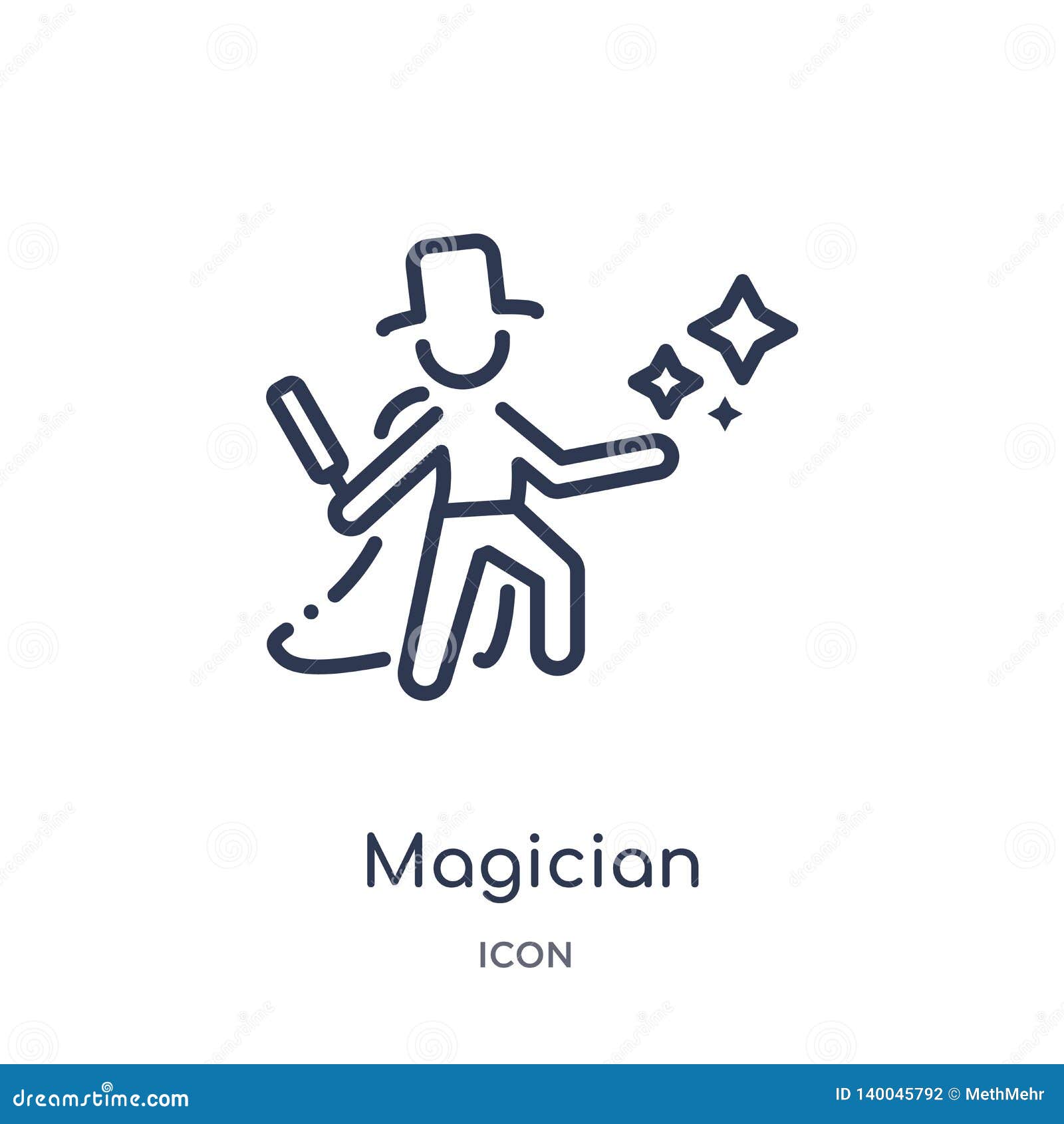 linear magician icon from activity and hobbies outline collection. thin line magician   on white background.
