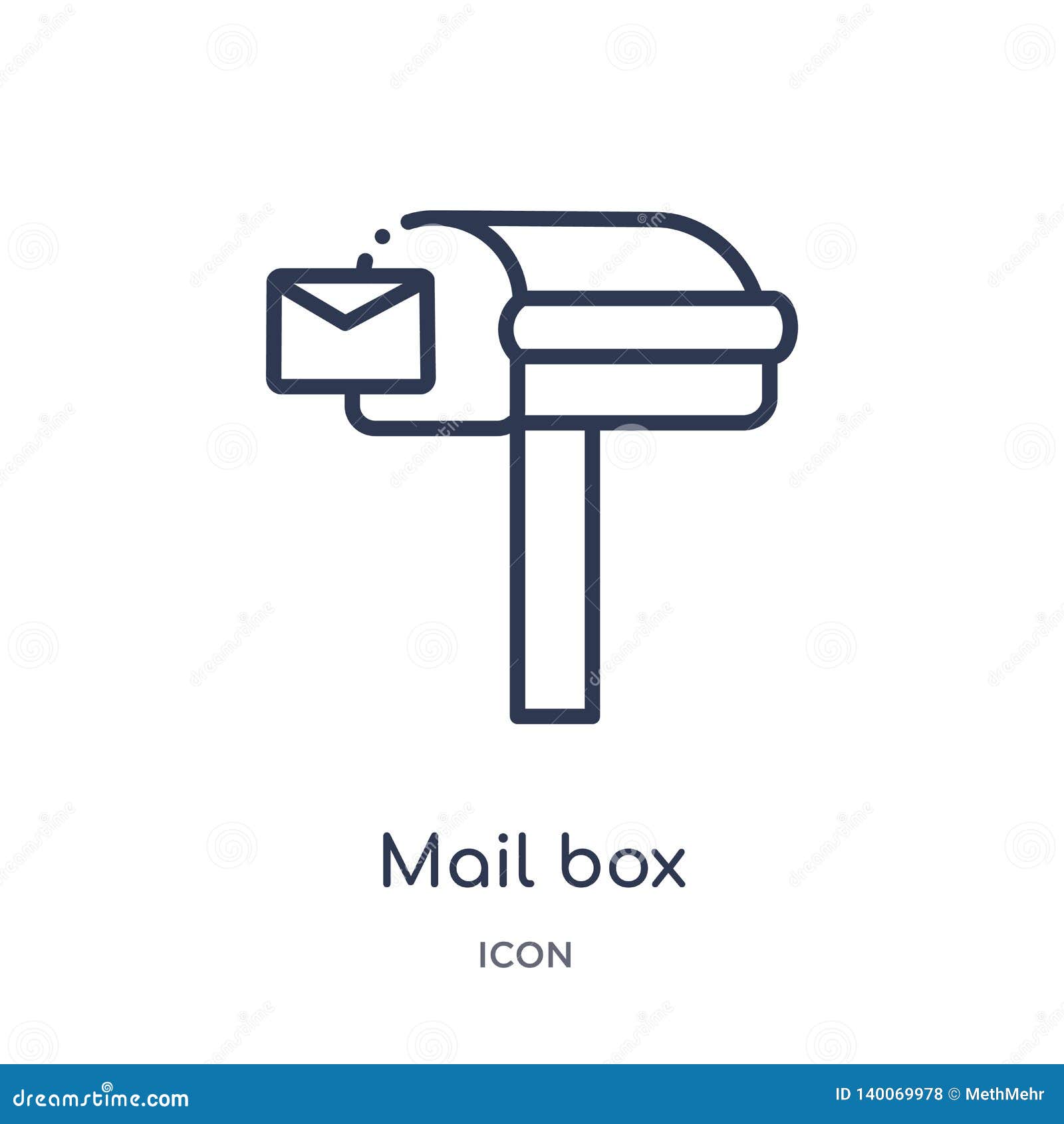 Linear Mail Box Icon From Buildings Outline Collection Thin Line Mail Box Icon Isolated On White Background Mail Box Trendy Stock Vector Illustration Of Postage Postal