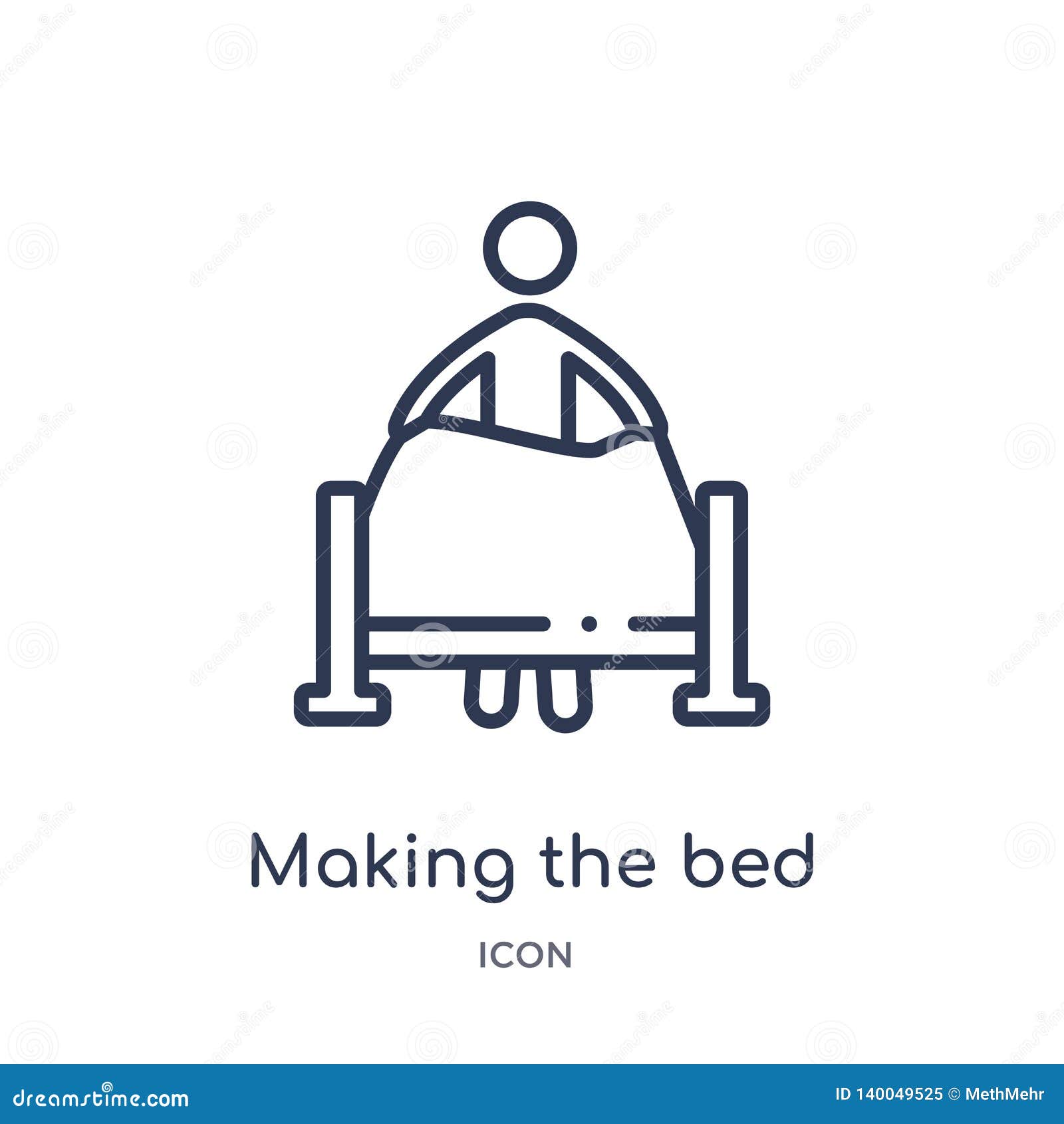 Linear Making The Bed Icon From Behavior Outline Collection Thin Line Making The Bed Vector Isolated On White Background Making Stock Vector Illustration Of Bedroom Outline