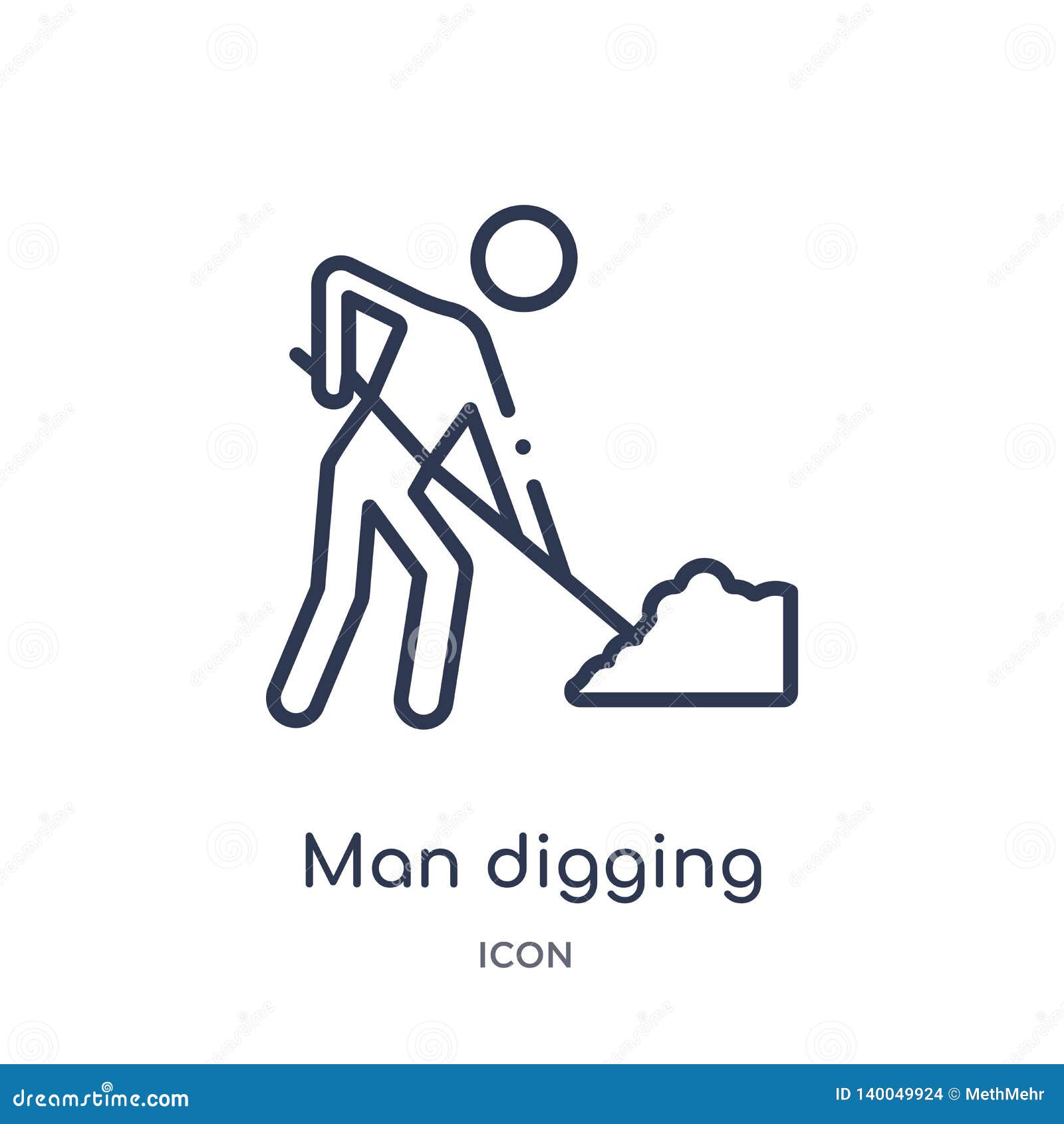 linear man digging icon from behavior outline collection. thin line man digging   on white background. man digging