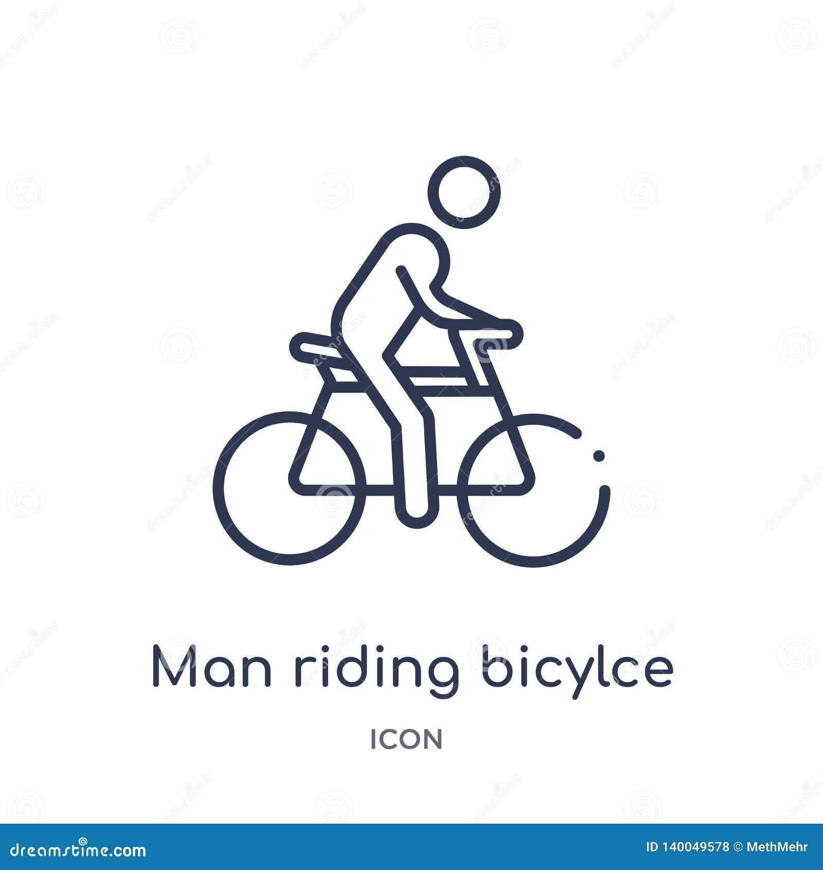 linear man riding bicylce icon from behavior outline collection. thin line man riding bicylce   on white background