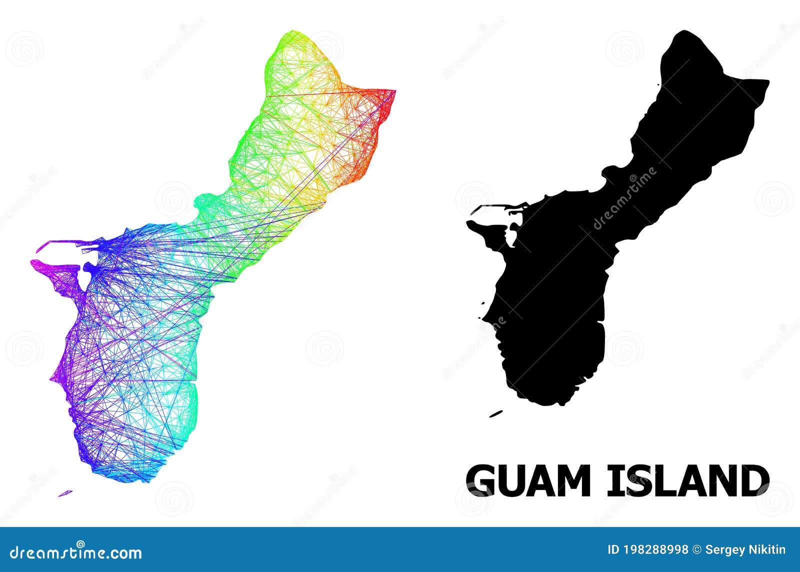 Linear Map of Guam Island with Spectrum Gradient Stock Vector