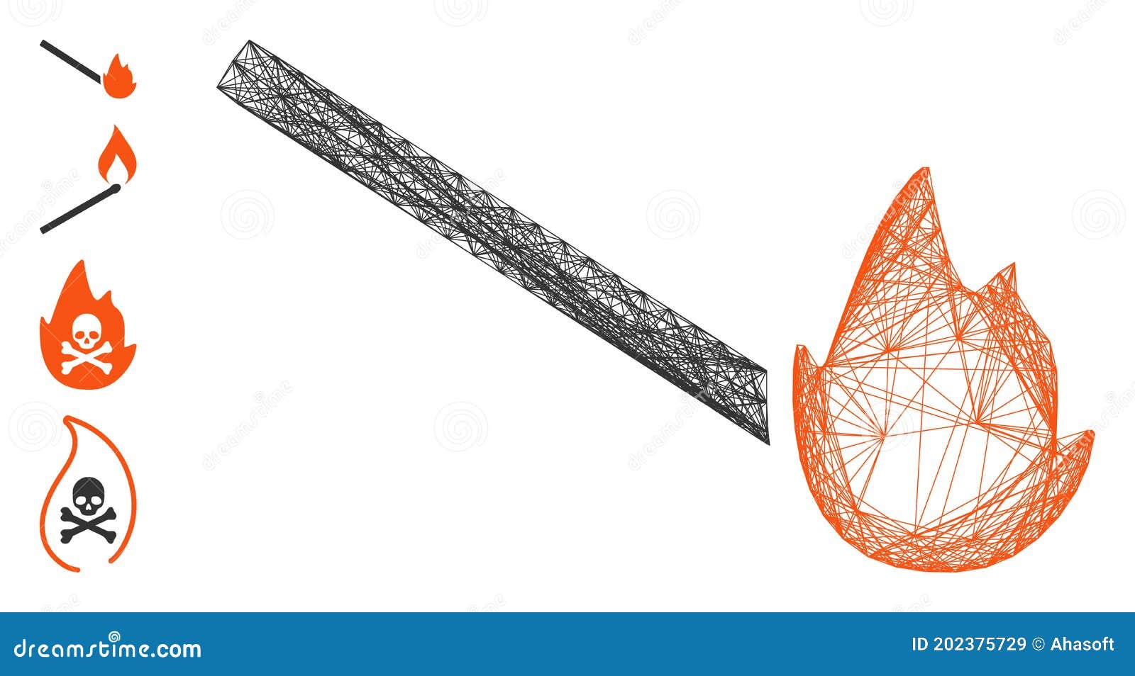 Linear Match Flame Vector Mesh Stock Illustration Illustration of