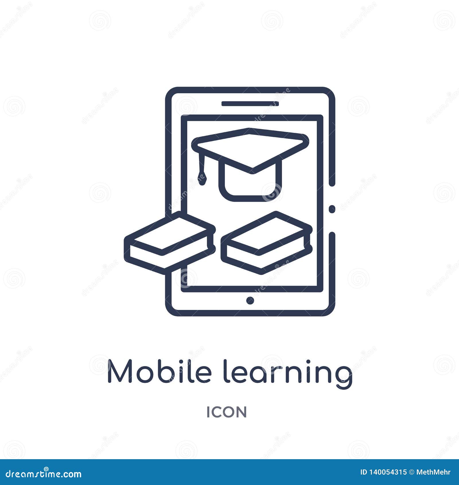 linear mobile learning icon from elearning and education outline collection. thin line mobile learning   on white
