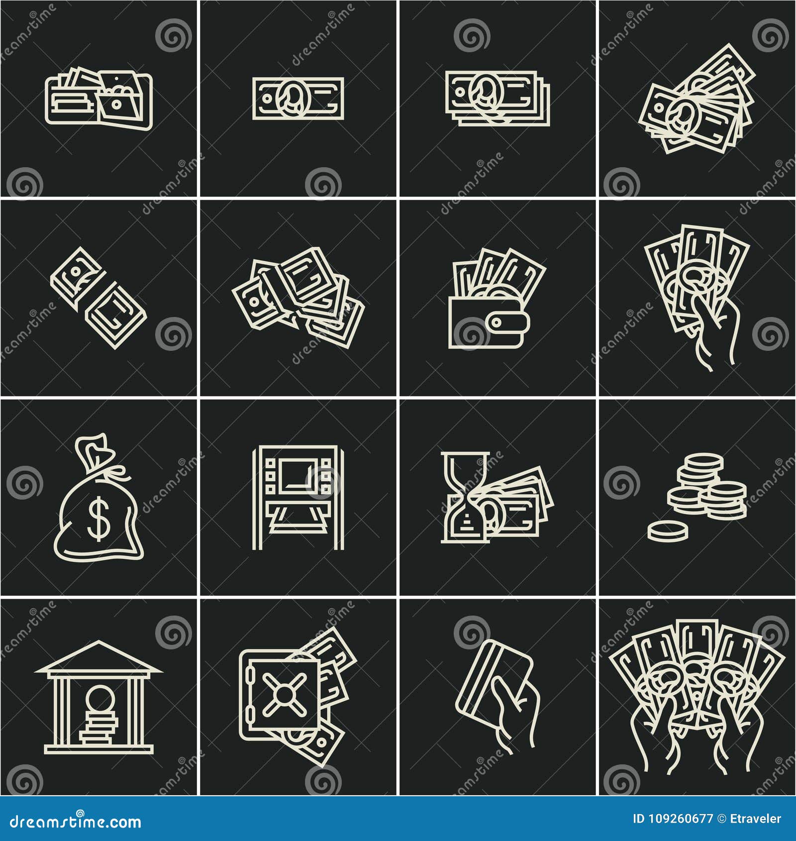 Linear Money Icons, Finance, Stock Vector - Illustration ...