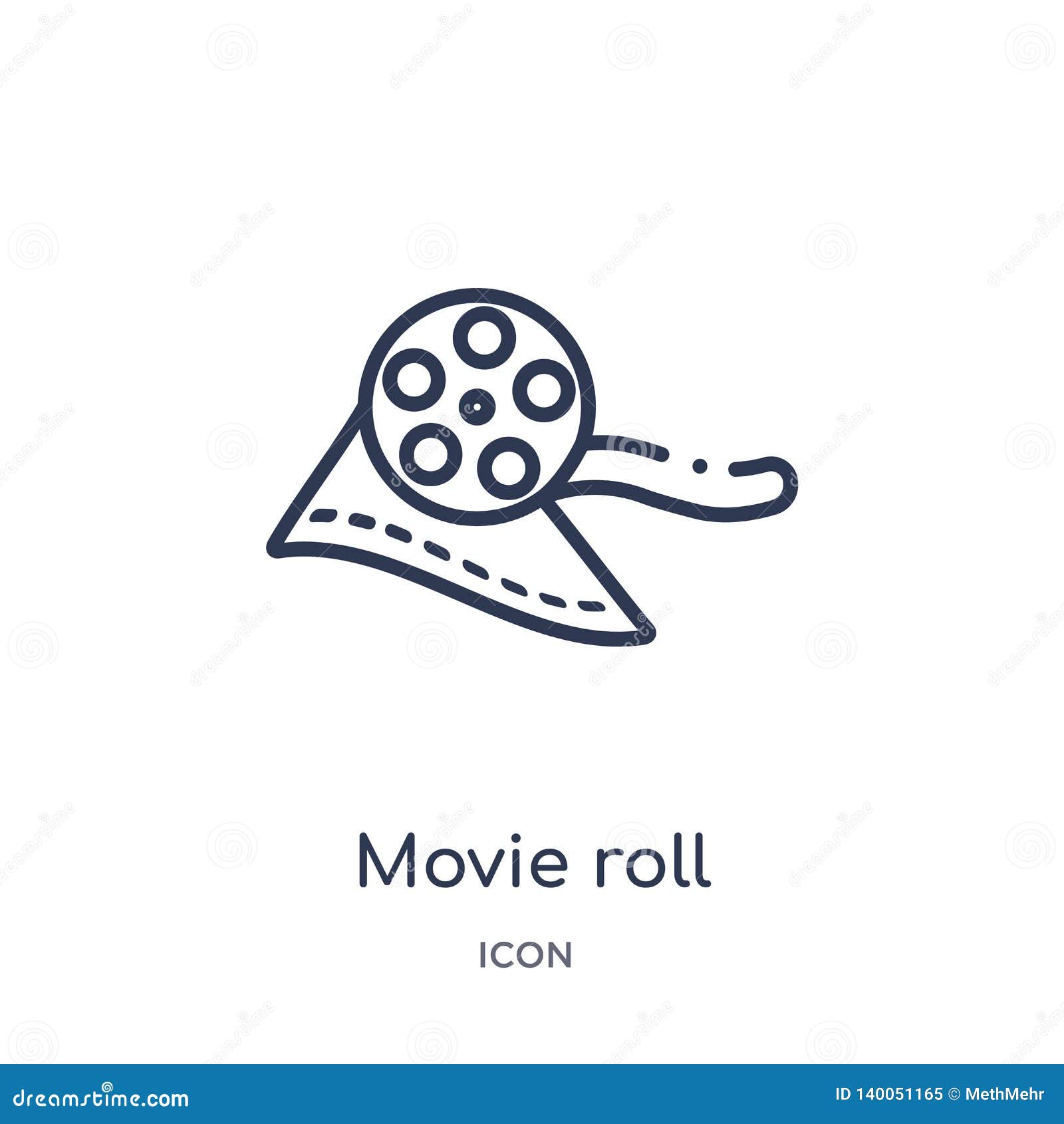 linear movie roll icon from cinema outline collection. thin line movie roll   on white background. movie roll trendy