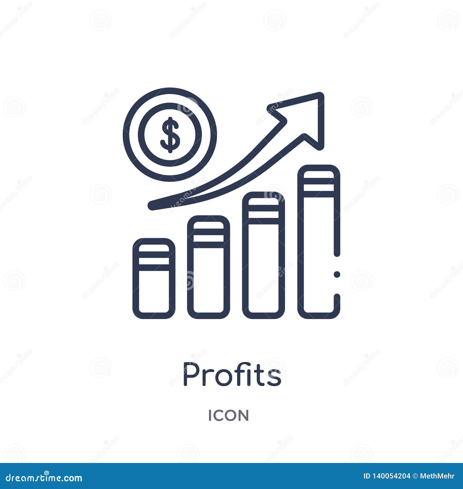 linear profits icon from digital economy outline collection. thin line profits   on white background. profits trendy