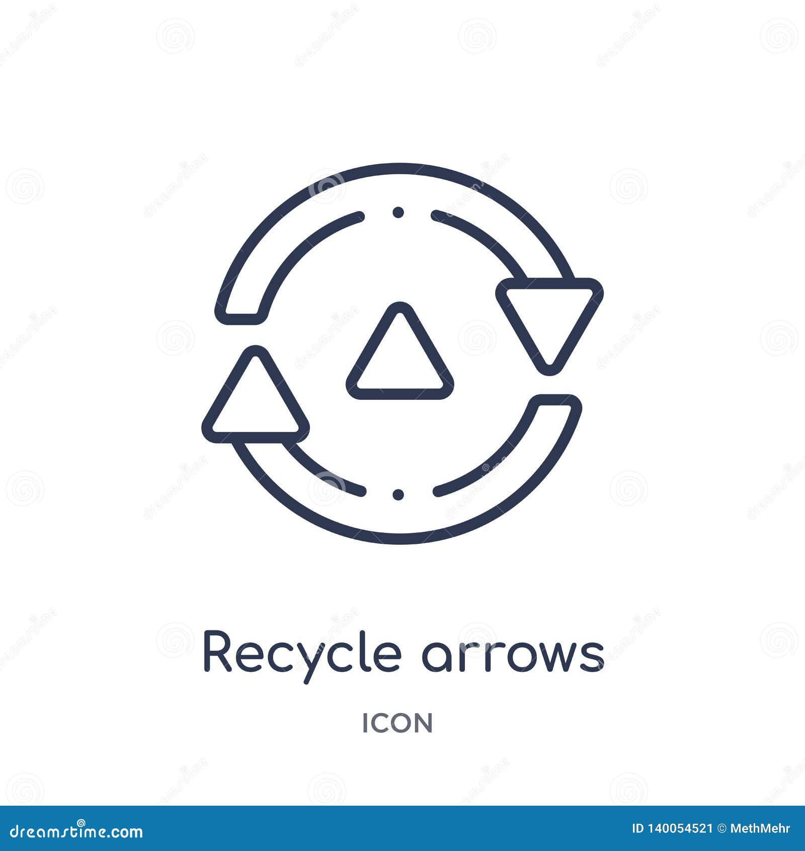 linear recycle arrows icon from ecology outline collection. thin line recycle arrows   on white background. recycle