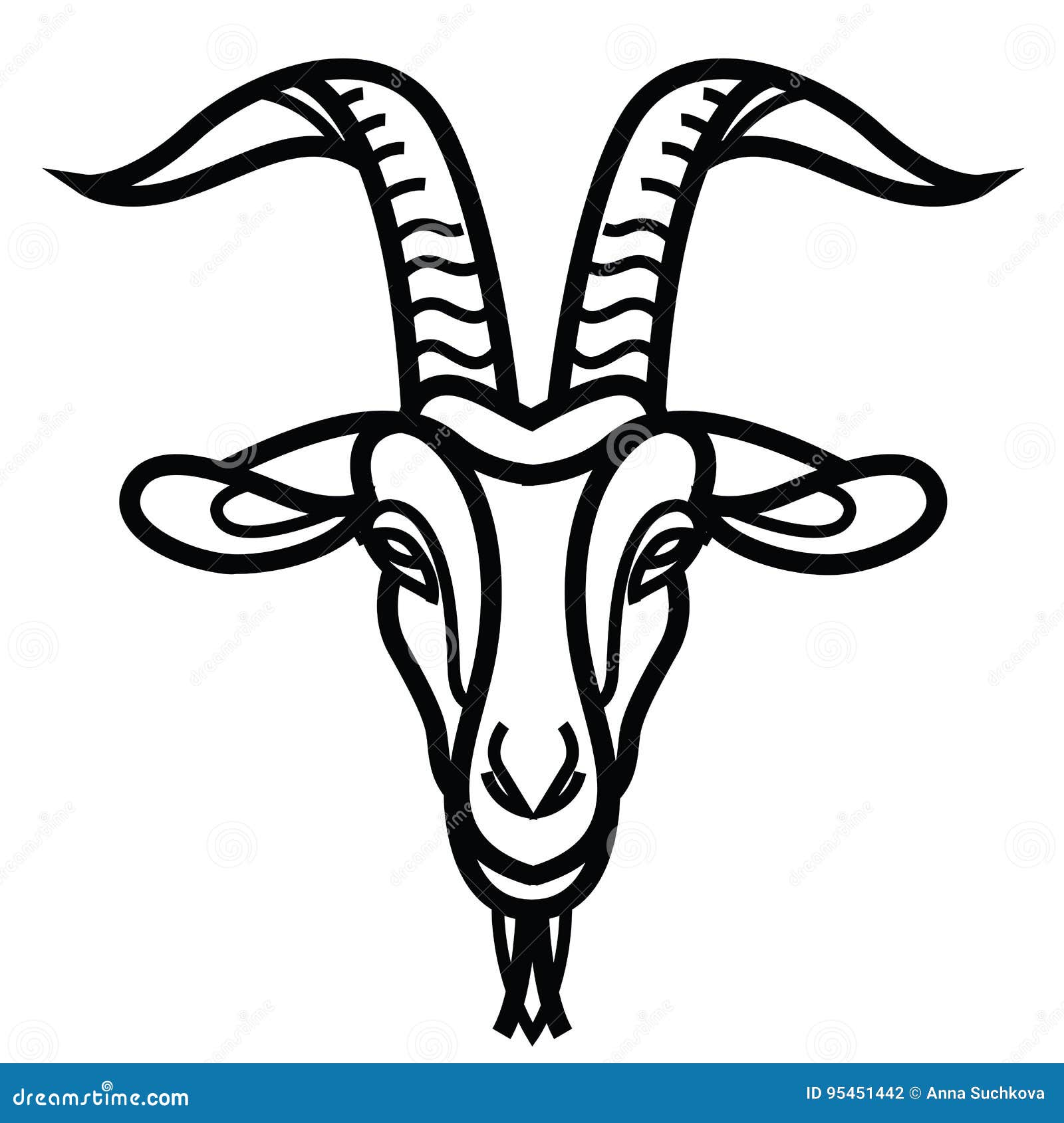 Linear Stylized Drawing Goat`s Head Stock Vector - Illustration of ...