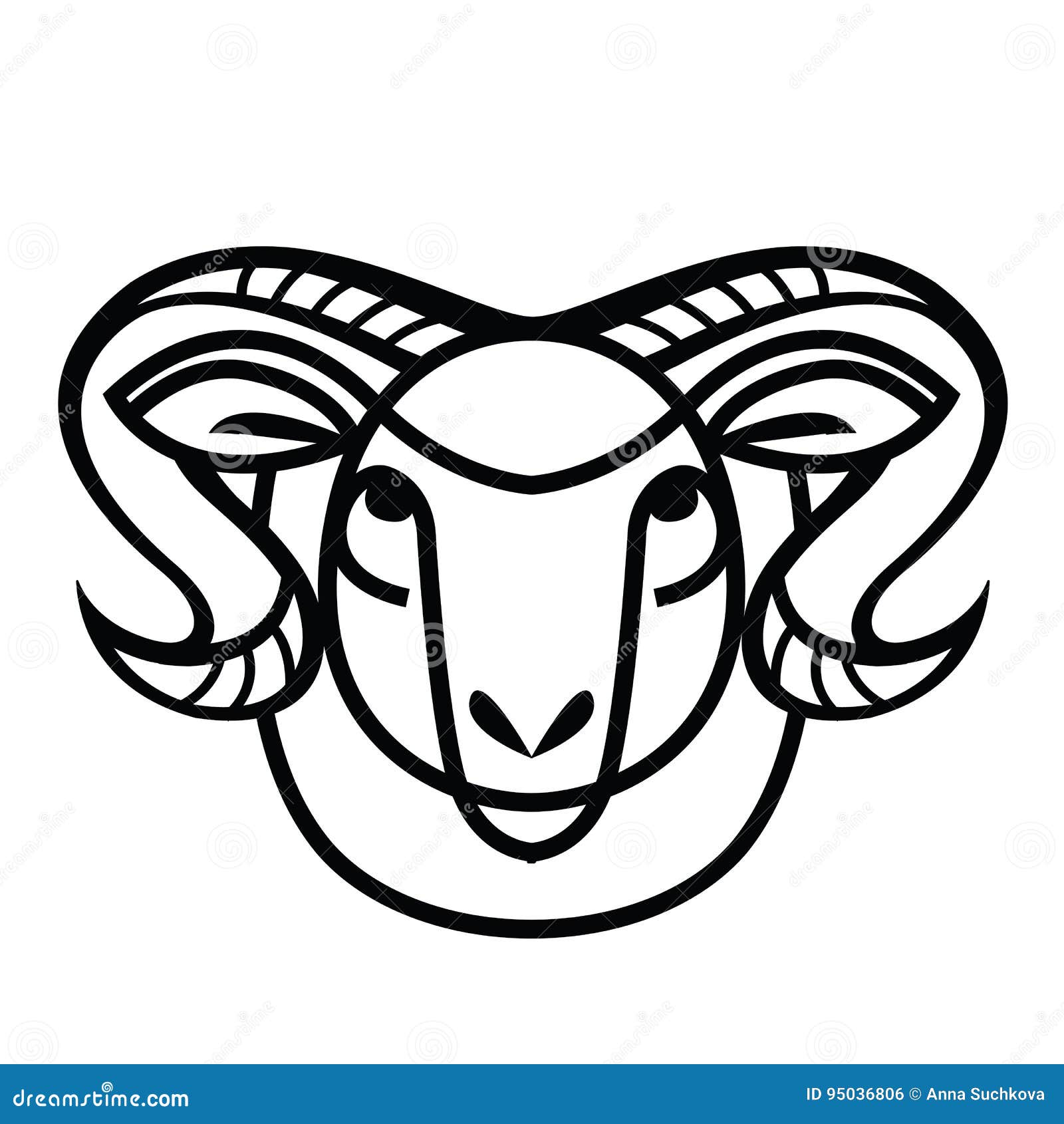 Linear Stylized Drawing - Head of Sheep or Ram Stock Vector ...