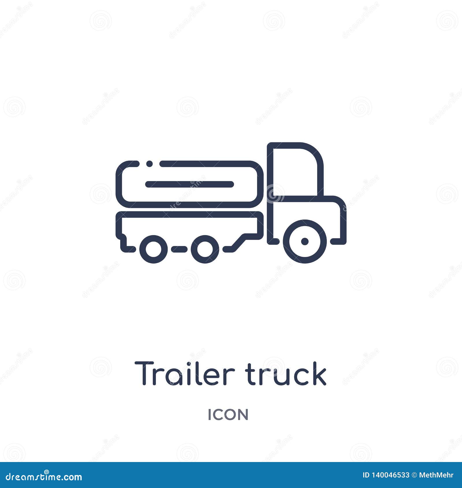 linear trailer truck icon from airport terminal outline collection. thin line trailer truck   on white background.